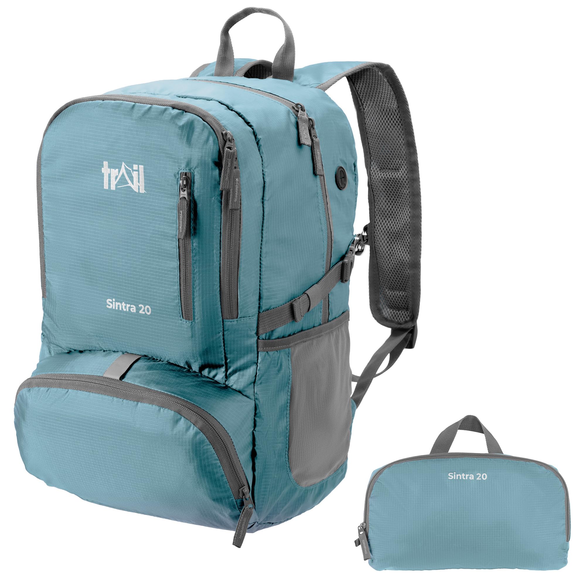 Trail Sintra Ultra Lightweight Folding Backpack 20L, Teal Ultralight Packable Daypack for Travel, Hiking, Camping & Cycling, Lightweight Ripstop Outdoor Rucksack, Chest Strap & Bottle Holders, 370g โ image 1