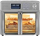 Kalorik MAXX Air Fryer Oven, 26 Quart 10-in-1 Countertop Toaster Oven & Air Fryer Combo - Fry, Bake, Roast, Rotisserie, & More, Large Glass French Doors & 9 Accessories, 1700-Watts, Stainless Steel