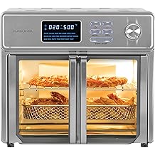 Kalorik MAXX Air Fryer Oven, 26 Quart 10-in-1 Countertop Toaster Oven &amp; Air Fryer Combo - Fry, Bake, Roast, Rotisserie, &amp; More, Large Glass French Doors &amp; 9 Accessories, 1700-Watts, Stainless Steel