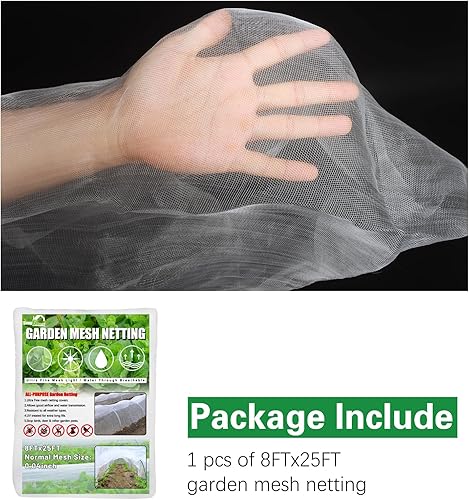 Miniatura 4 de SnugNiture Paquete de 3 redes de jardín de 8 x 25 pies, cubiertas de malla ultra fina para plantas, barrera de red de pájaros blancos, cubierta de
