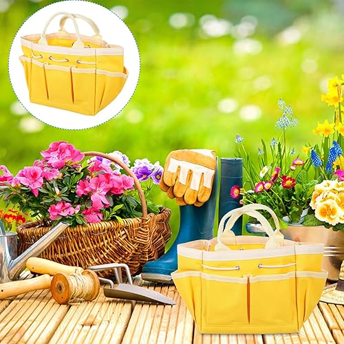 Miniatura 6 de Uonlytech Bolsa de almacenamiento de lona, bolsa organizadora de herramientas, bolsa de lona, herramientas de jardín, bolsa de mano de jardín con