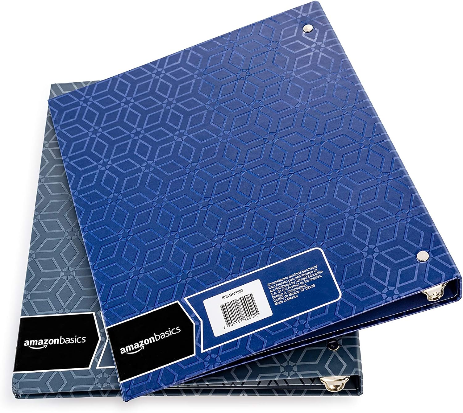 Amazon Basics 3/4 Inch 3-Ring Binder Holds 100 Loose-Leaf Paper Sheets 10.5” X 8” or 11” X 8.5”, Starlike Design in Cobalt Blue and Steel Blue Colors –2-Pack