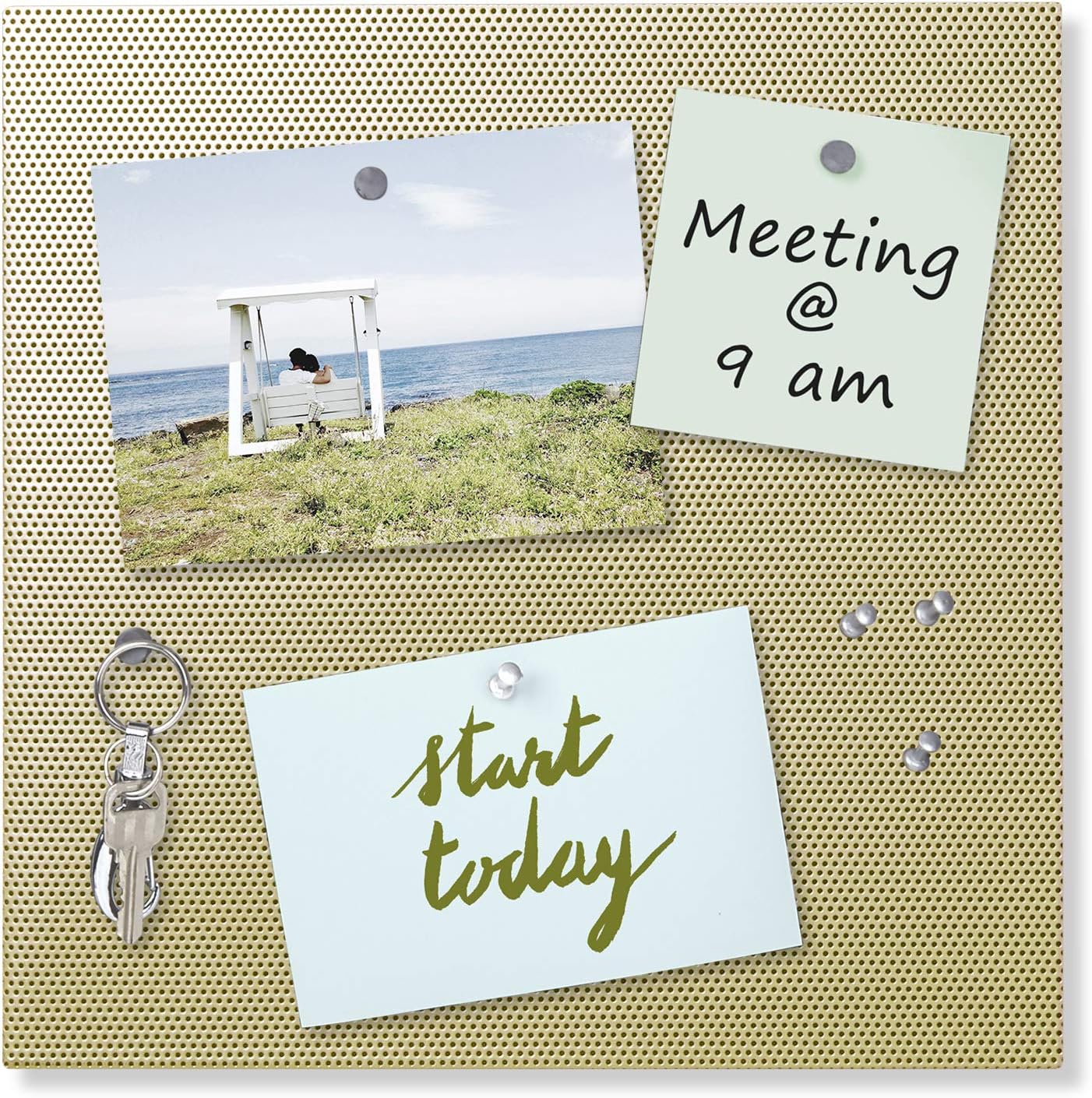 Umbra Bulletboard Wall Mounted Bulletin, Message Board, Brass 12X12