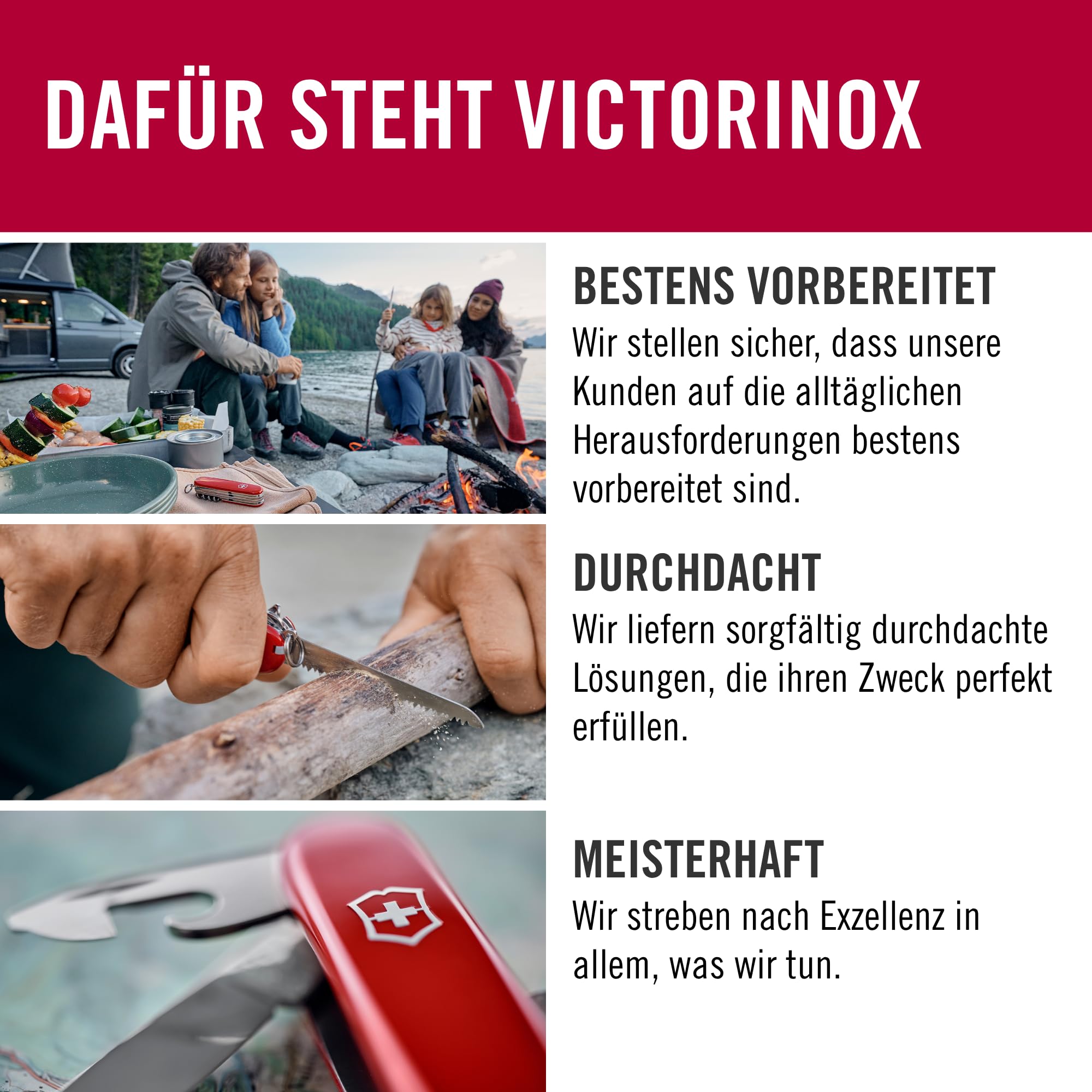 Victorinox, Taschenmesser, Huntsman, 91 mm, rot (15 Funktionen, Klinge, Korkenzieher, Dosenöffner, Klinge)