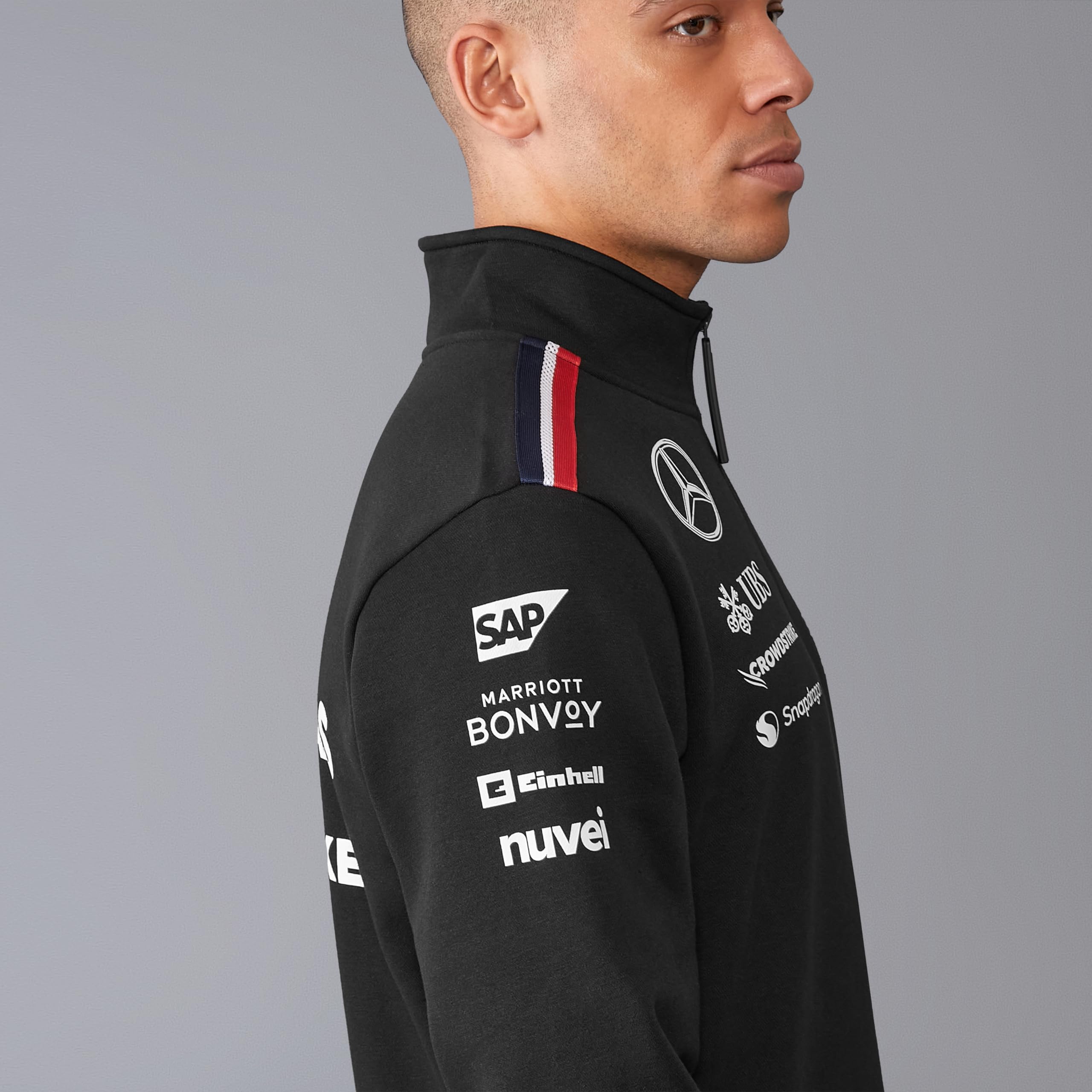 Mercedes AMG Petronas F1 Męski sweter z zamkiem błyskawicznym 2024 - czarny