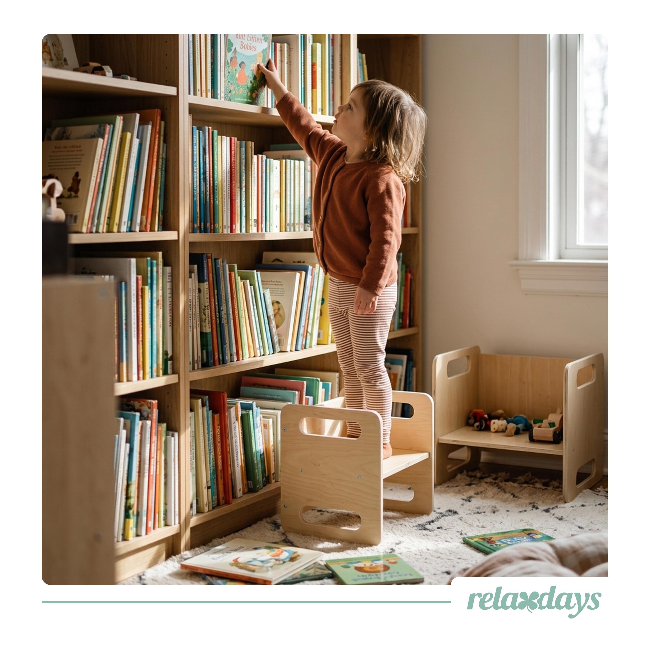Relaxdays Kindersitzgruppe, 2-teiliges Set, Kindertisch mit Stuhl, Holz, Montessori Sitzgruppe, Kinderzimmer, Natur
