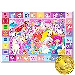 Quokka ABC Play Mat for Babies Toddlers & Kids - Super Soft Plush Extra Thick 0.3in Large Alphabet Nursery Rug with Unicorn Princess - Padded Foldable Non-Slip Mat - Gift for Boys and Girls
