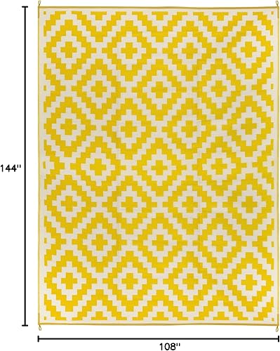 Miniatura 2 de FH Home - Alfombra para exteriores, impermeable, resistente a la decoloración, reversible, plástico reciclado de alta calidad, acabado geométrico,