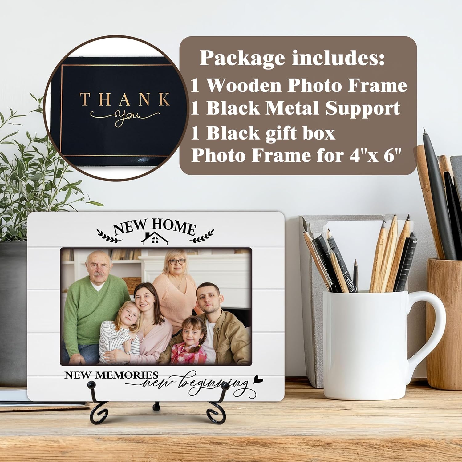 Eronm Housewarming Gifts for New Home, New Home Picture Frame, Family Picture Frame, House Warming Gifts for Family Friends Couples, Home Office Desk Decor, for 4 x 6 Photo-A30 - Image 3