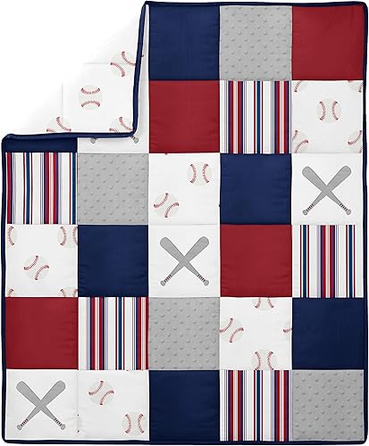 Miniatura 4 de Sweet Jojo Designs Parche de béisbol Deportes Niño Bebé Cuna Juego de Ropa de Cama Infantil Habitación Transpirable Bebé Malla Transpirable Cuna