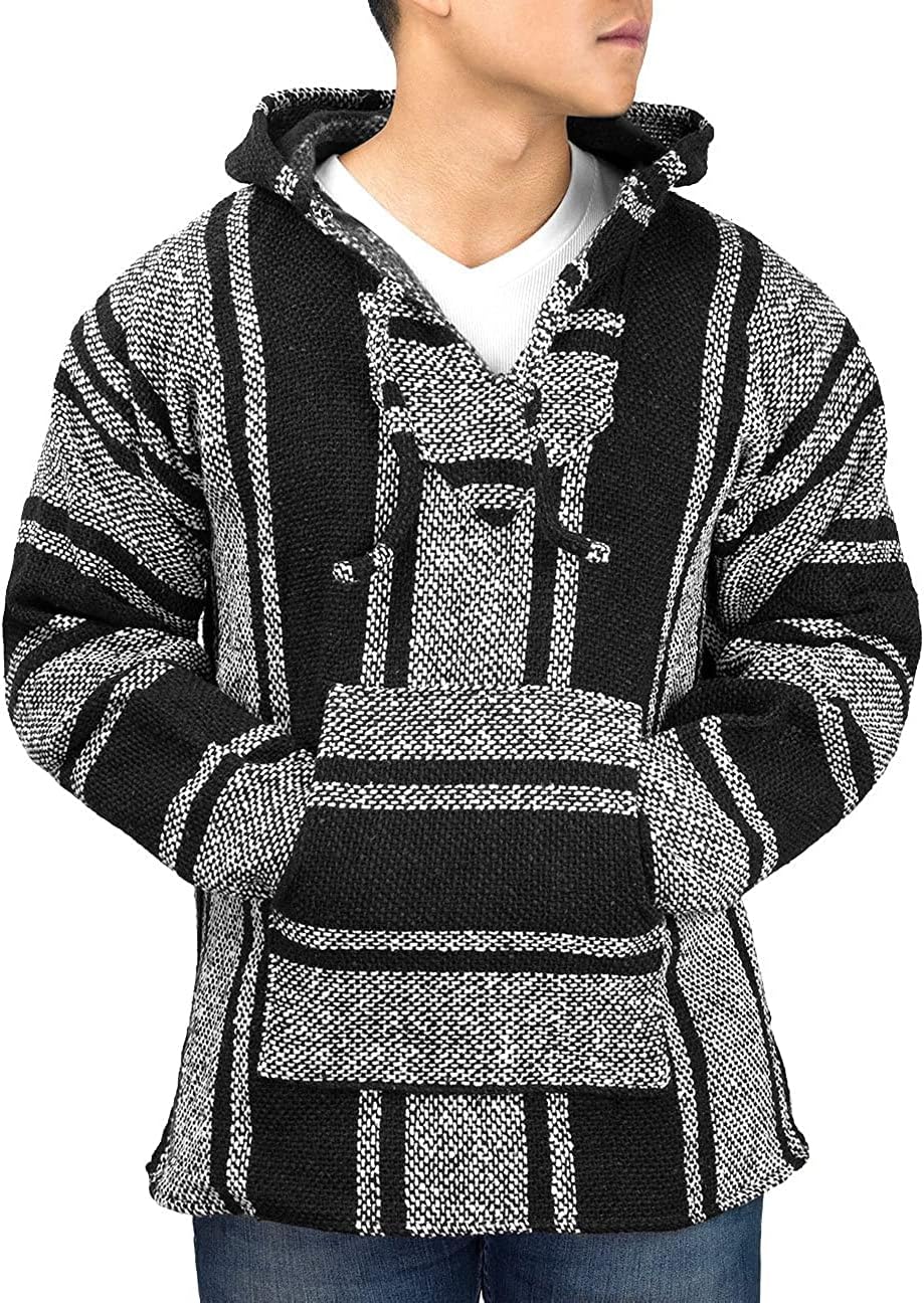 Capucha Sueter Blanco Con Negro Suéter Mexicano Con Capucha Baja