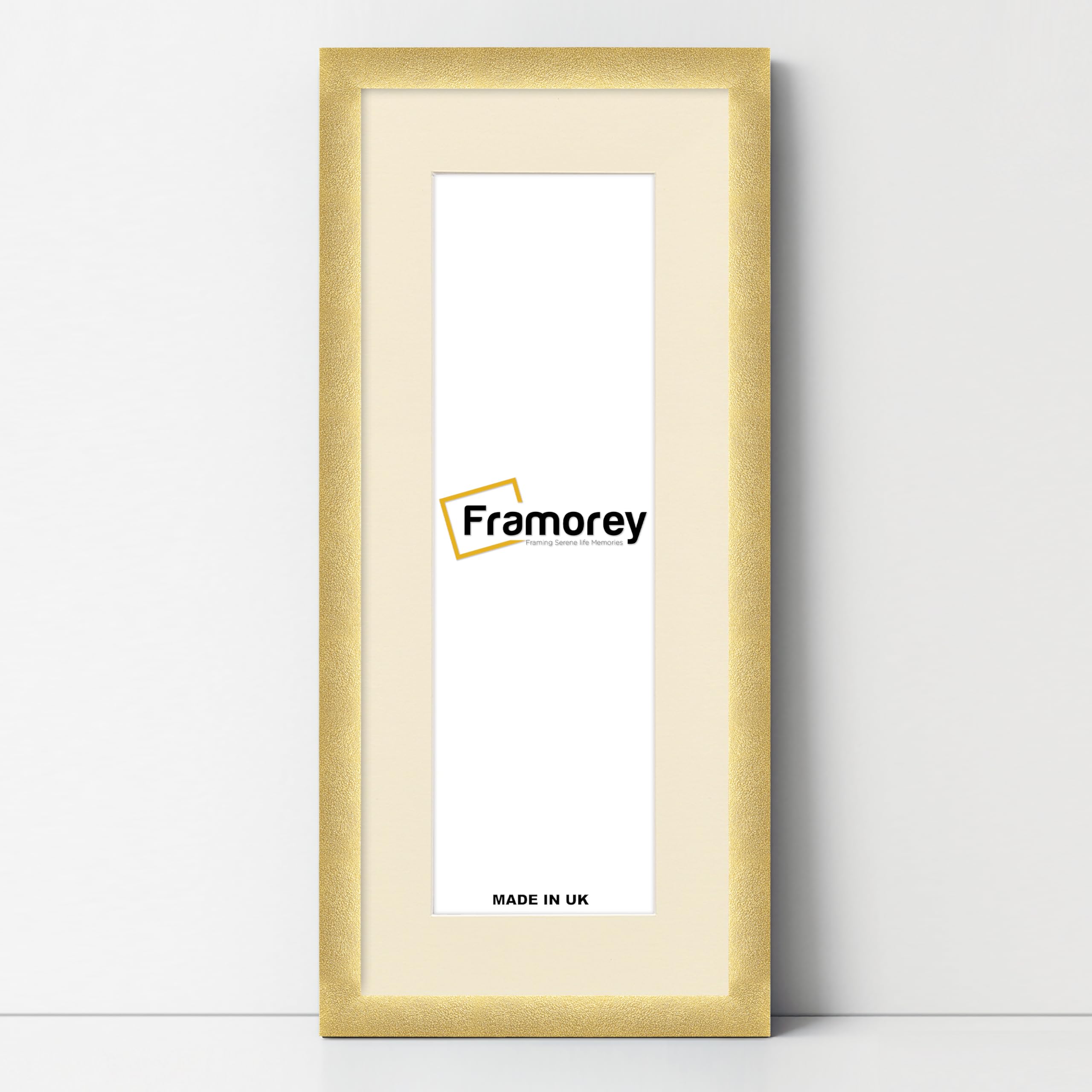 FRAMOREY Panoramic Style Glitter Sparkle Picture Frame, 19x9" Size Gold Photo Frame With 15x5" Size Ivory Mount, Home Decor Frames
