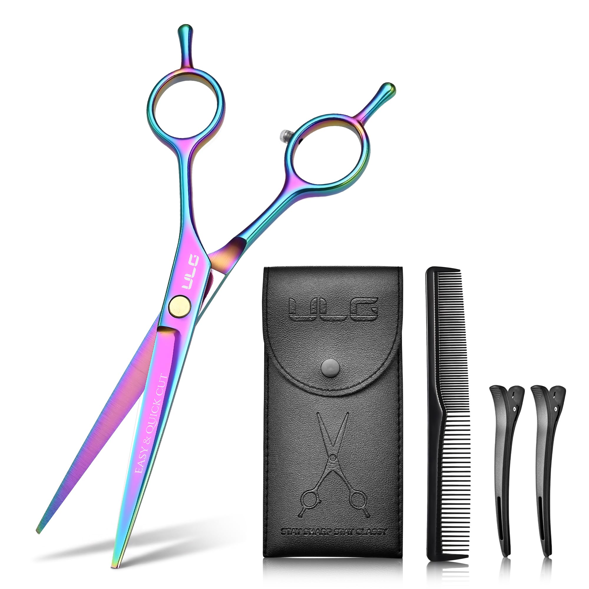 ULG 6.5" Rainbow Premium Hair Scissors, Professional Hair Cutting Scissors