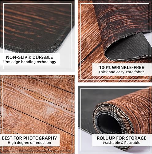 Miniatura 2 de Kate Alfombrillas de piso para fotografía, color marrón, rústico, para fotografía, tapete de madera para recién nacidos, accesorios de fotografía,