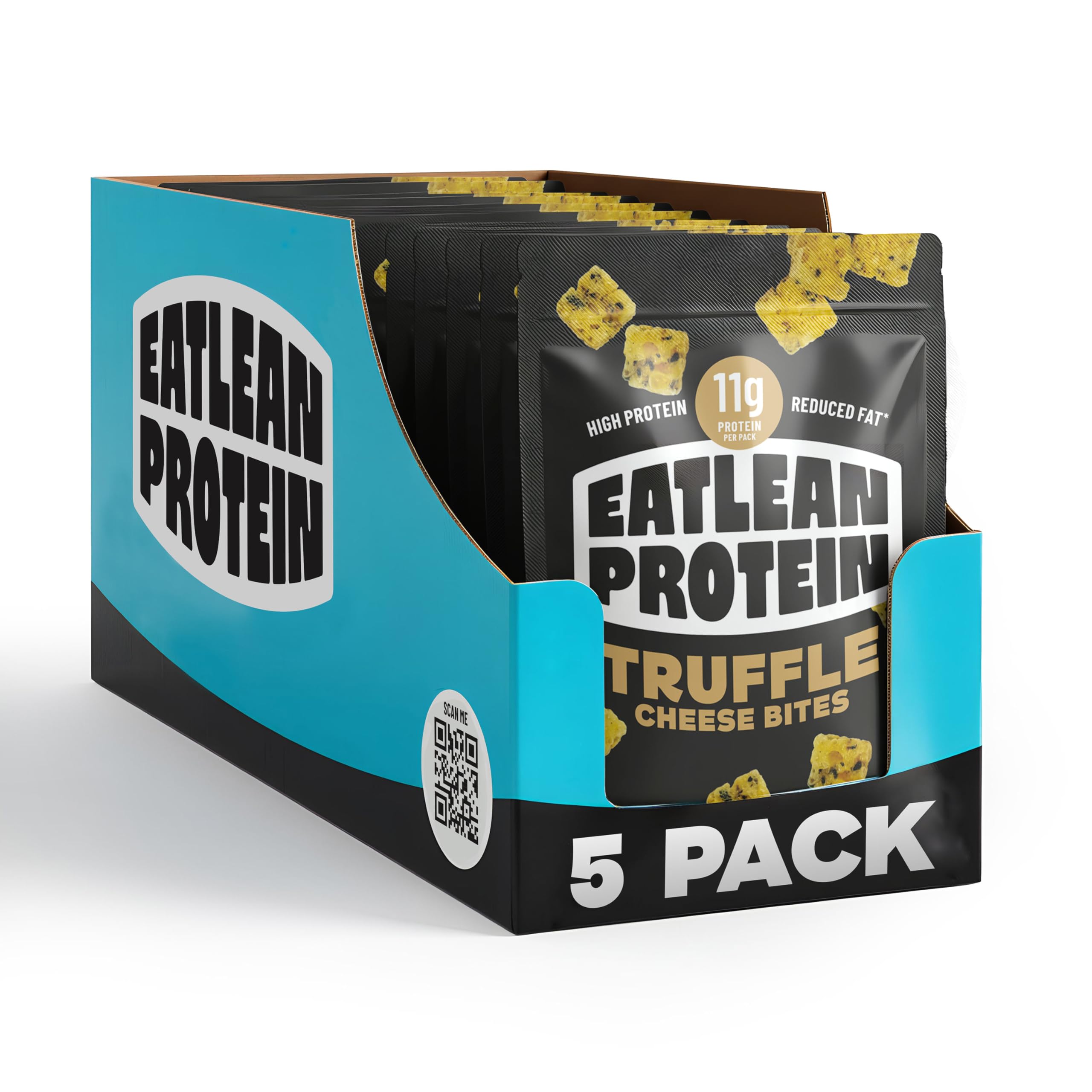 Protein Cheese Bites - Truffle Baked Cheese Crisp Snacks, 11g Protein, 83 Calories, Low Carb & Keto Friendly, Vegetarian, 20g Bags, 5 Pack Gourmet Snack