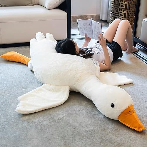 Miniatura 8 de Tanha Animales de peluche de ganso grande, almohada de felpa de ganso grande de 51 pulgadas, almohada de peluche de pato de ganso gigante