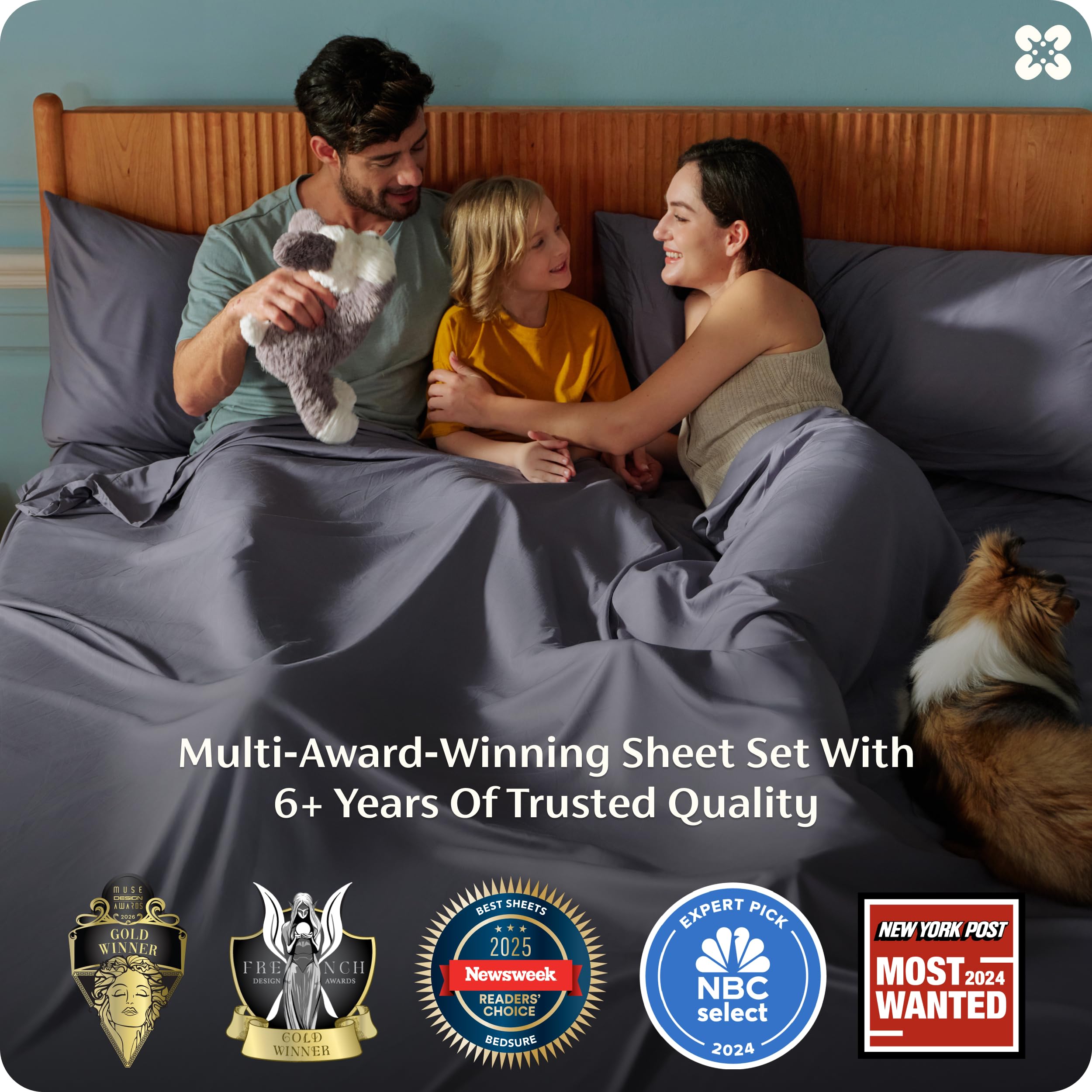 Bedsure King Size Sheets Set, Cooling Sheets for Hot Sleepers, Rayon Derived from Bamboo, PureWoven, Breathable & Soft, Deep Pocket Up to 16 Inches, Hotel Luxury Silky Bedding, Dark Grey - 3