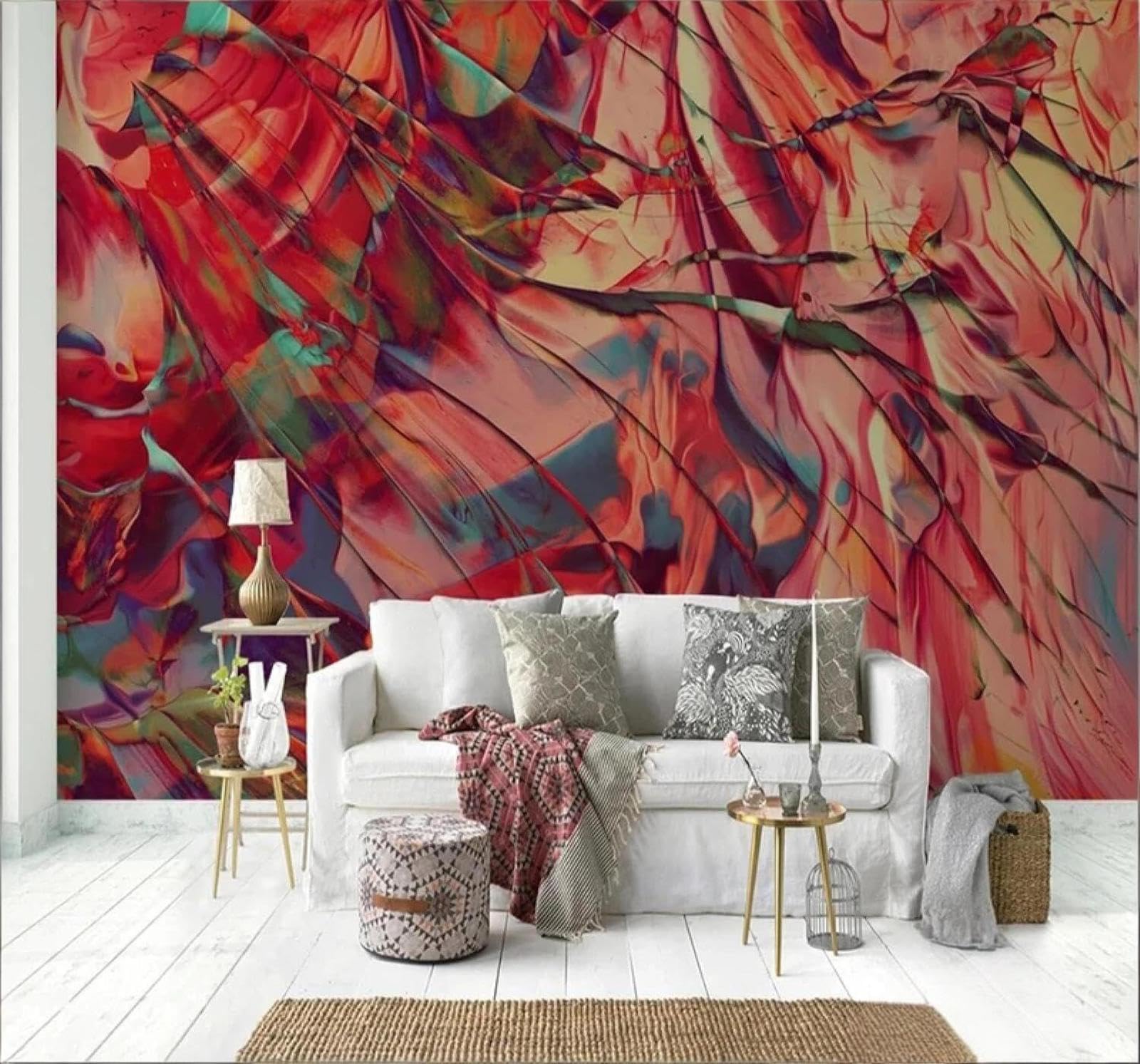 XLMING Abstract Creative Red Art Individuality 3D Wallpaper Luxury Home Dining Decor Paste Sofa Living Room The Wall for Bedroom Mural-200cm×140cm
