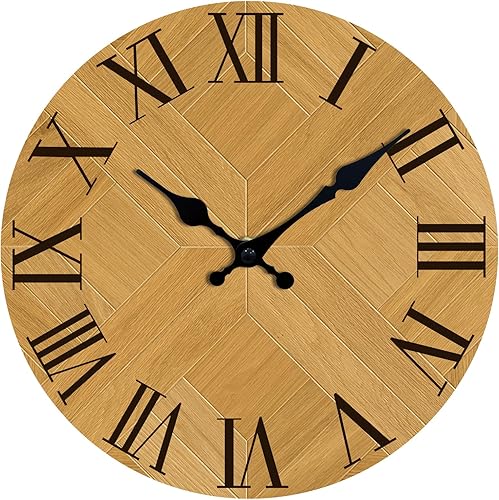 Reloj de pared con números romanos, funciona con pilas, silencioso, sin tictac, redondo, clásico, vintage, retro, decorativo, para sala de estar,