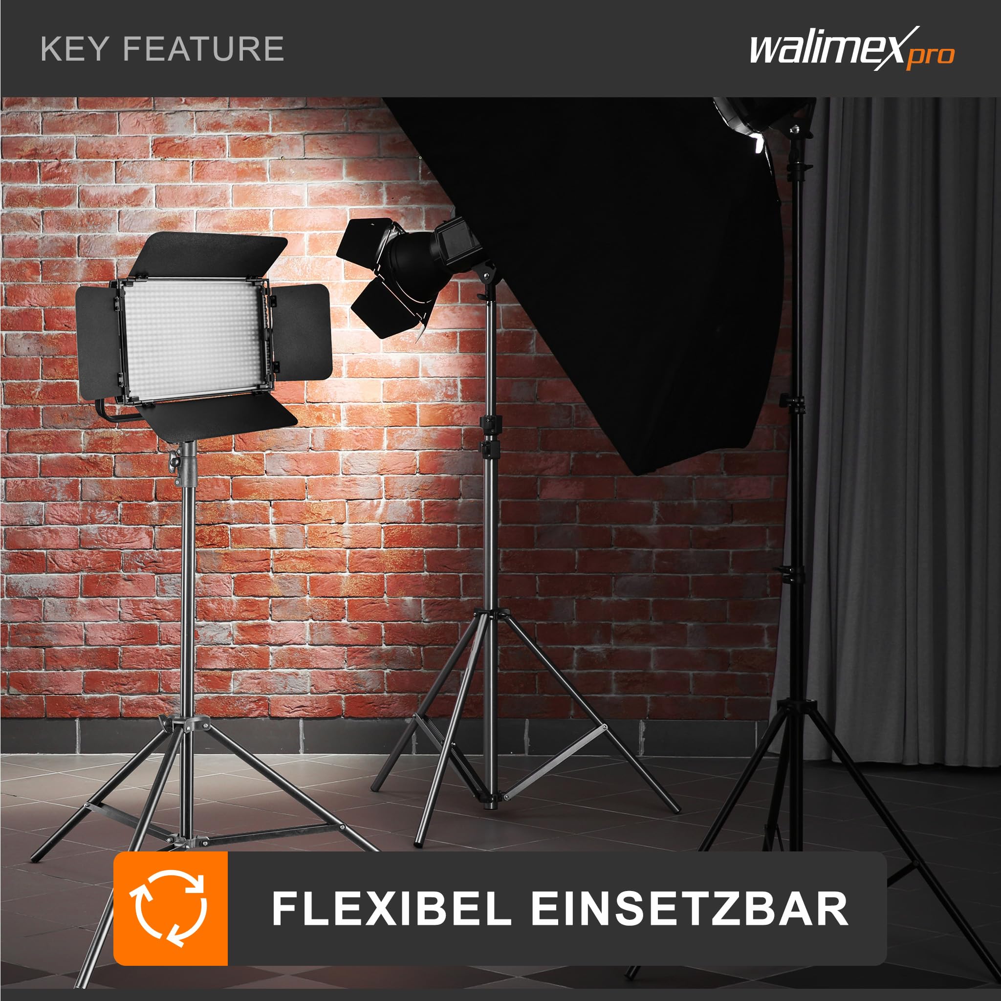 Walimex pro FT-8051 Lampenstativ 260cm - Lichtstativ mit Federdämpfung, Höhe max 260 cm, 5 kg Traglast, Aluminium, für Fotografie Studio Outdoor, mit Tasche und Adapter, Schwarz