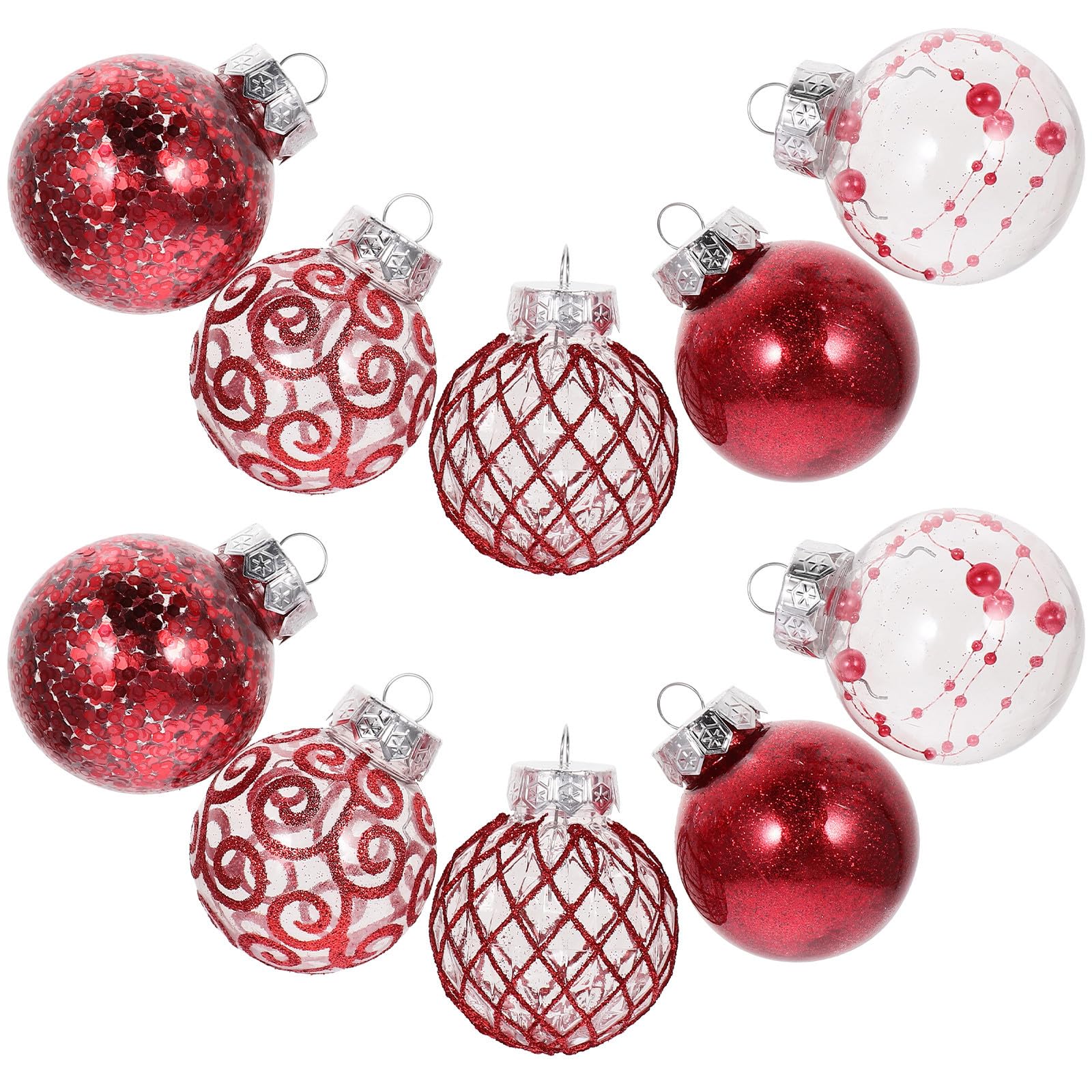 Toyvian 90 Pièces Boules de Noël Suspendues Rouges en Plastique pour Sapin | Réutilisables, Faciles à Suspendre, Décorations Polyvalentes, Lot Festif pour Arbre de Noël