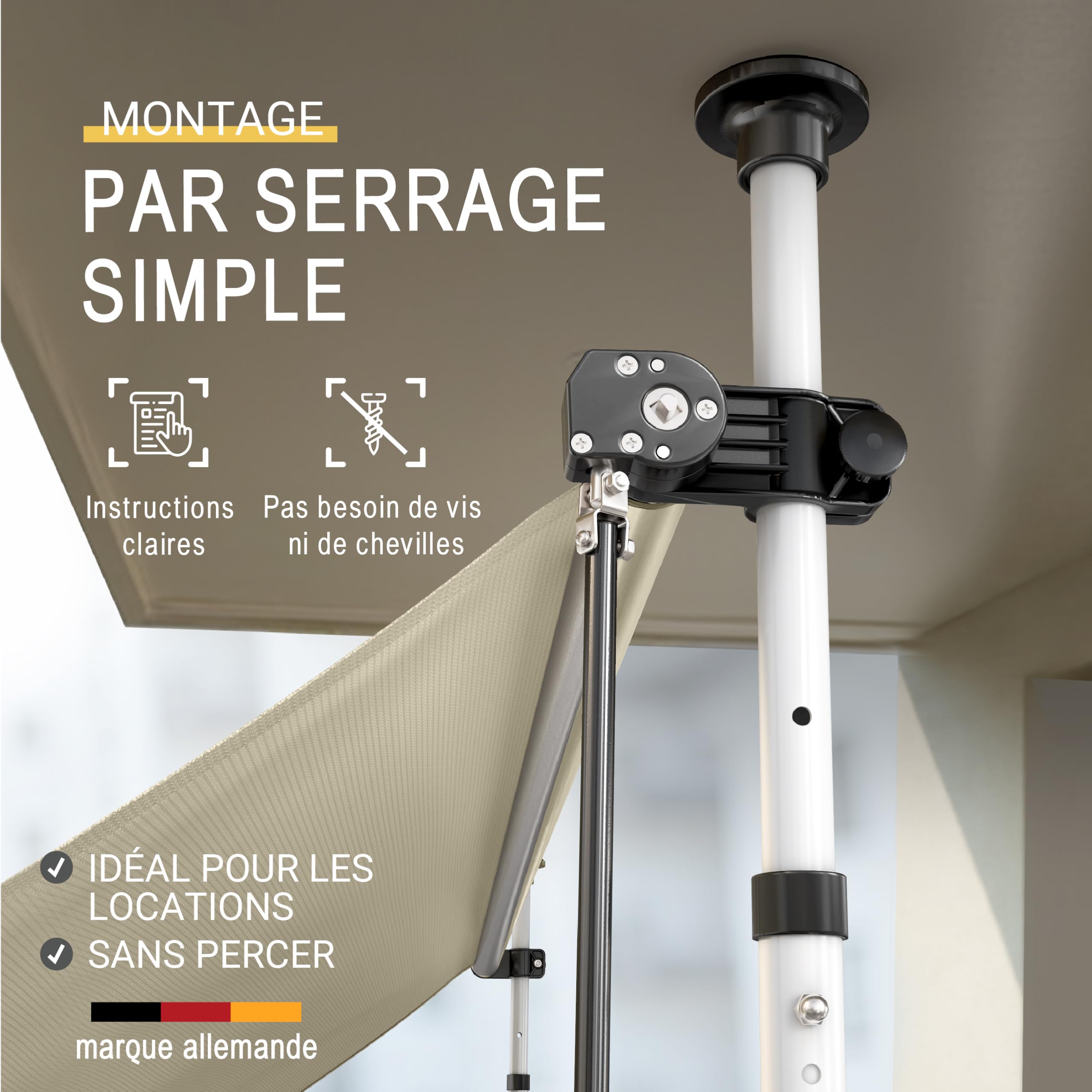 Sol Royal Store banne Manuel sans perçage avec manivelle Pare-Soleil auvent
