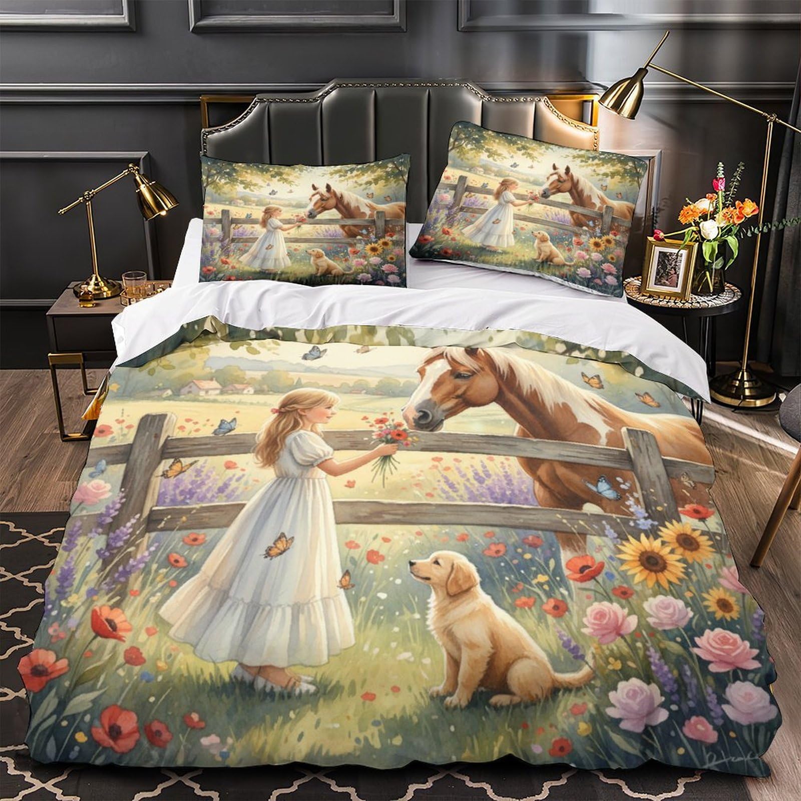 Parure de lit 3D ultra douce en microfibre hypoallergique super king size