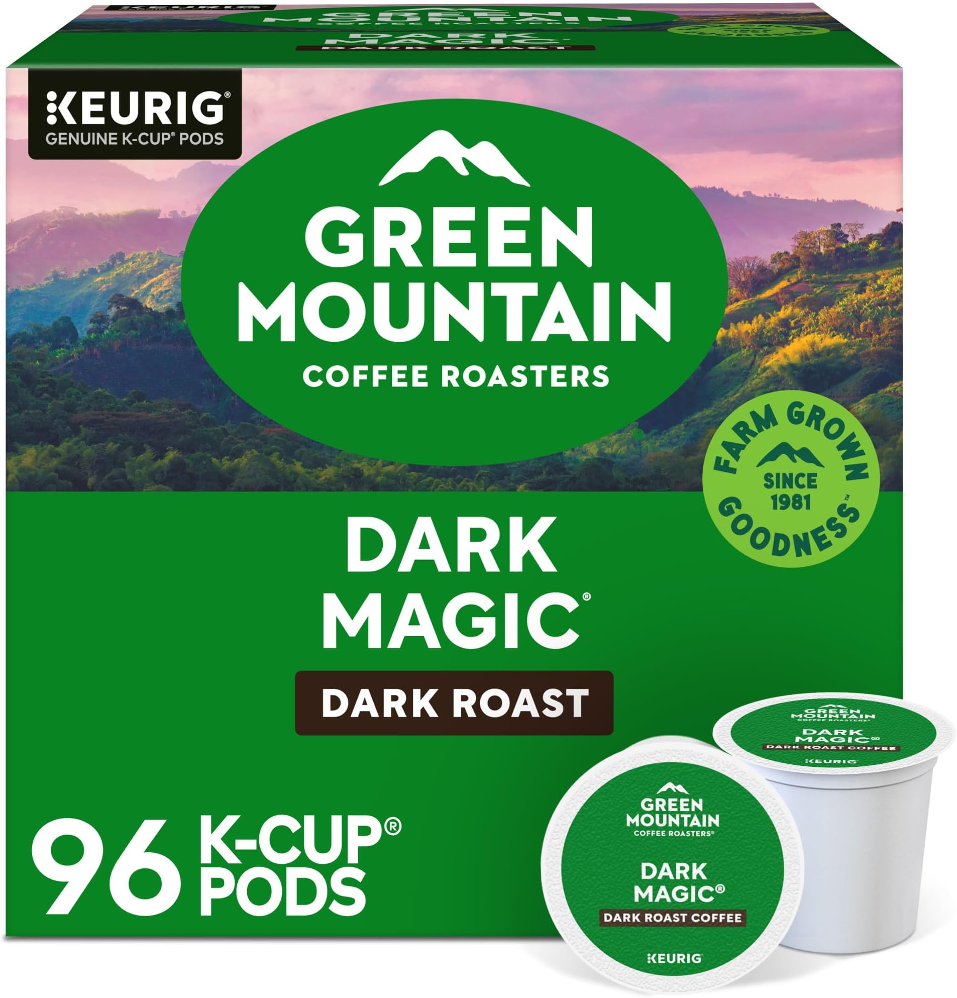 Green Mountain Coffee Roasters Dark Magic, Single-Serve Keurig K-Cup Pods, Dark Roast Coffee Pods, 96 Count