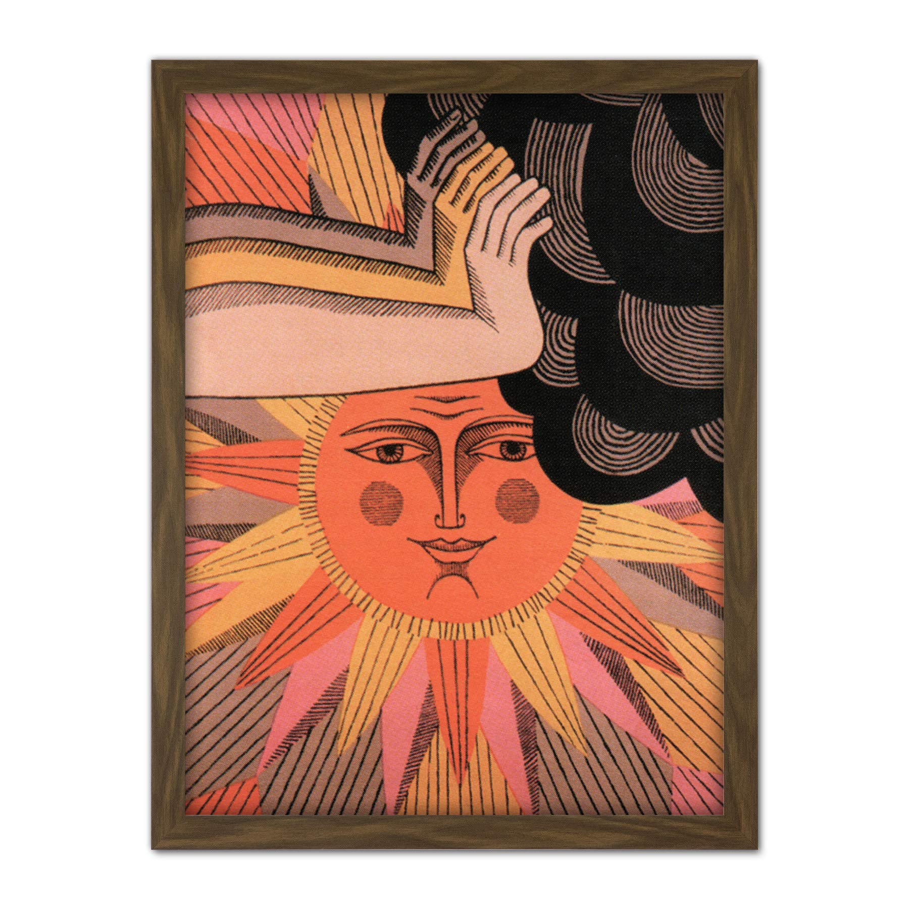 Wee Blue Coo Sun Hands Cloud World Peace Artwork Framed Wall Art Print 18X24 Inch