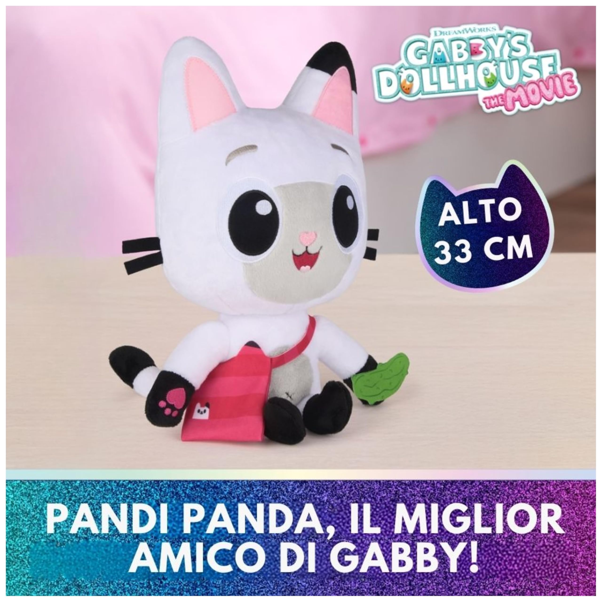 Gabby's Dollhouse: The Movie, Peluche Interattivo Meow-Mazing Pandy Paws con 3 Accessori e Borsa Rimovibile | Giocattolo per Bambine e Bambini, 3+ Anni