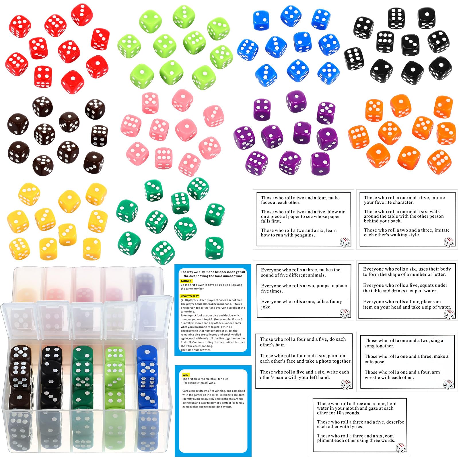 Shappy 10 Sets of Party Dice Game, a Fun Colored Dice Game with Portable Box, for Family Fun Birthday Party Nights
