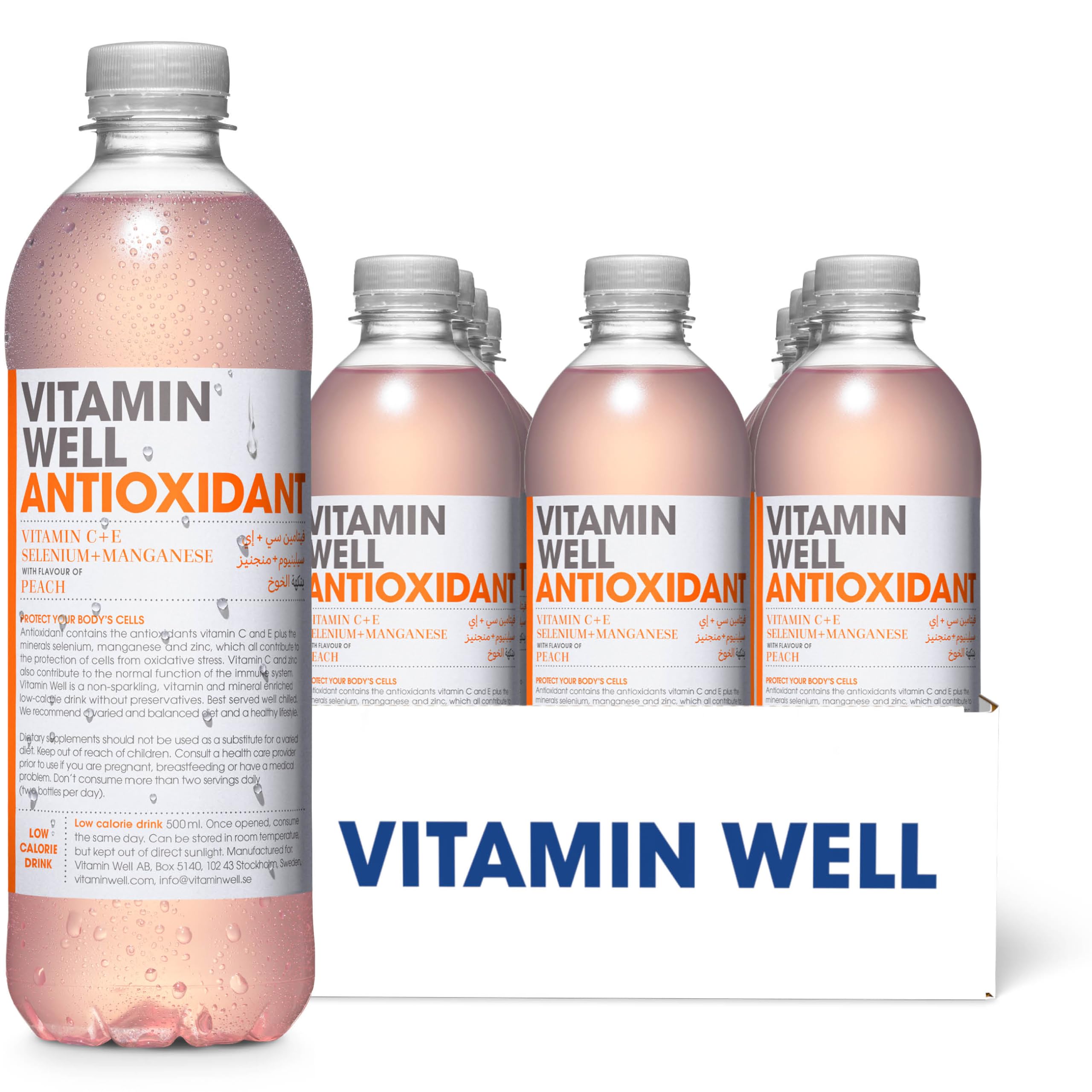 Vitamin Well Antioxidant | Vitamin C + E, Selenium + Manganese | Healthy Drink | Functional Drinks | Protect your Body Cells – With a taste of Peach (Antioxidant | Peach, Pack of 12)