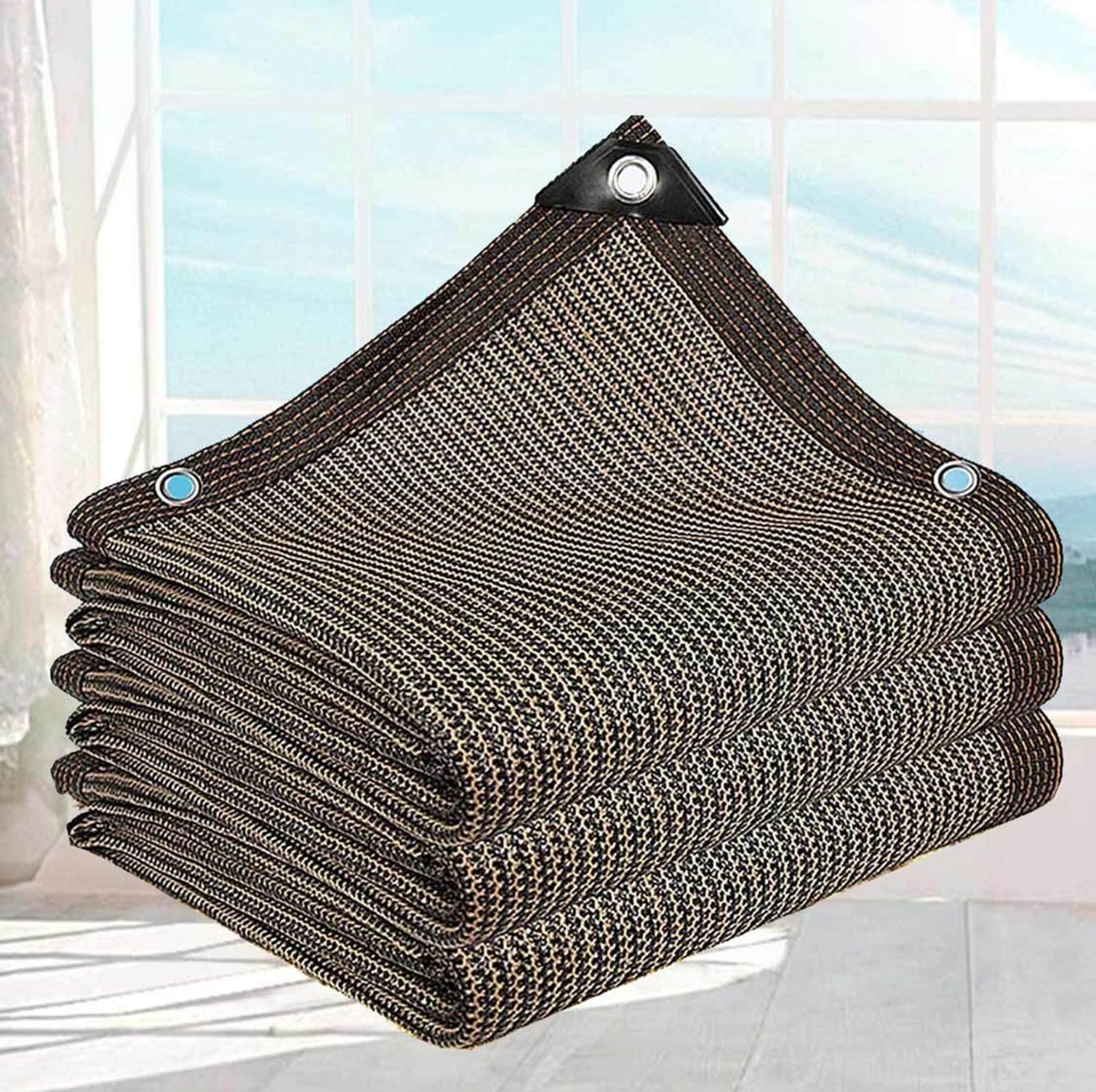 WQPMNYG Square Garden Sun Shade Sail 3x4m - Breathable Tear-Resistant Mesh with Reinforced Edges - Ideal for Greenhouses Courtyards and Flower Beds - Brown Color