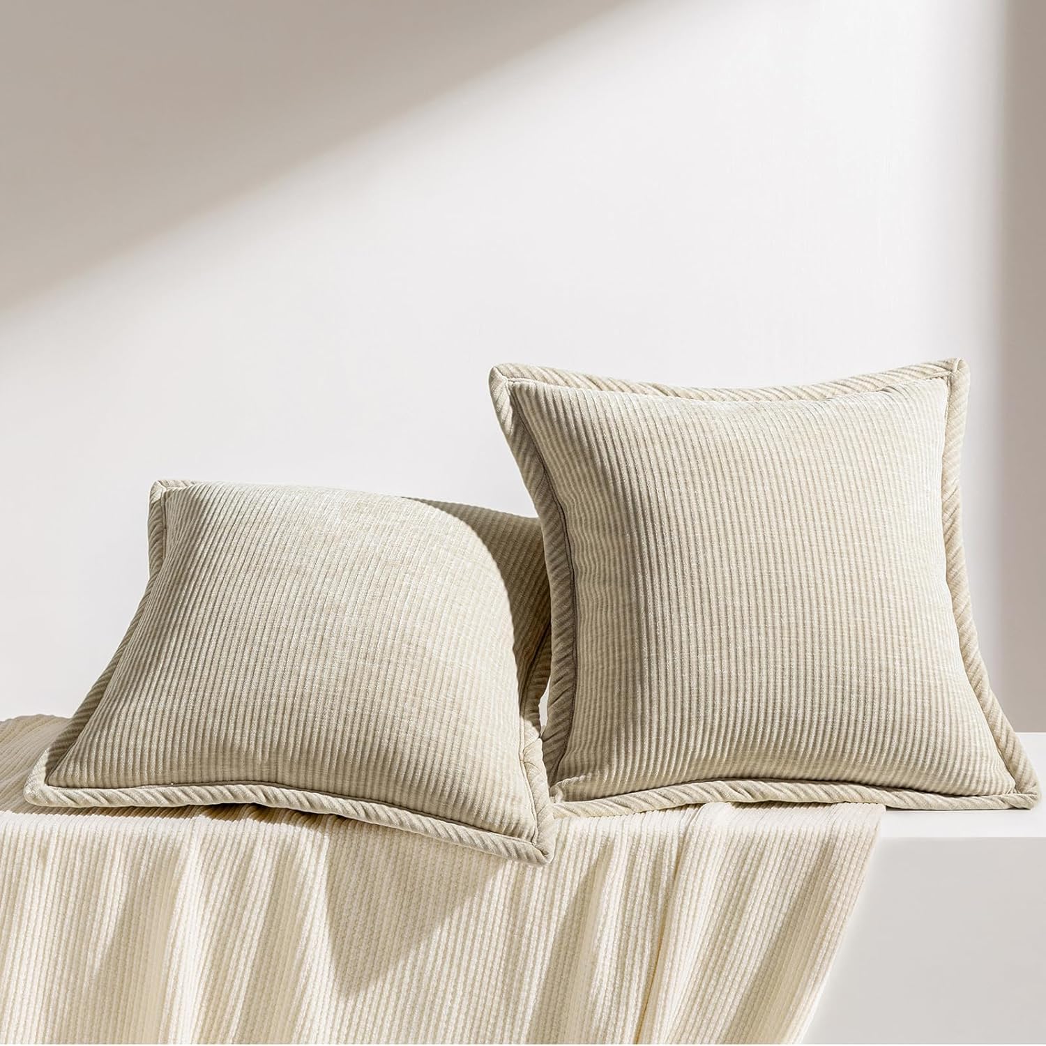 Phantoscope Pack of 2 Paris Corduroy Pillow Covers, Vintage