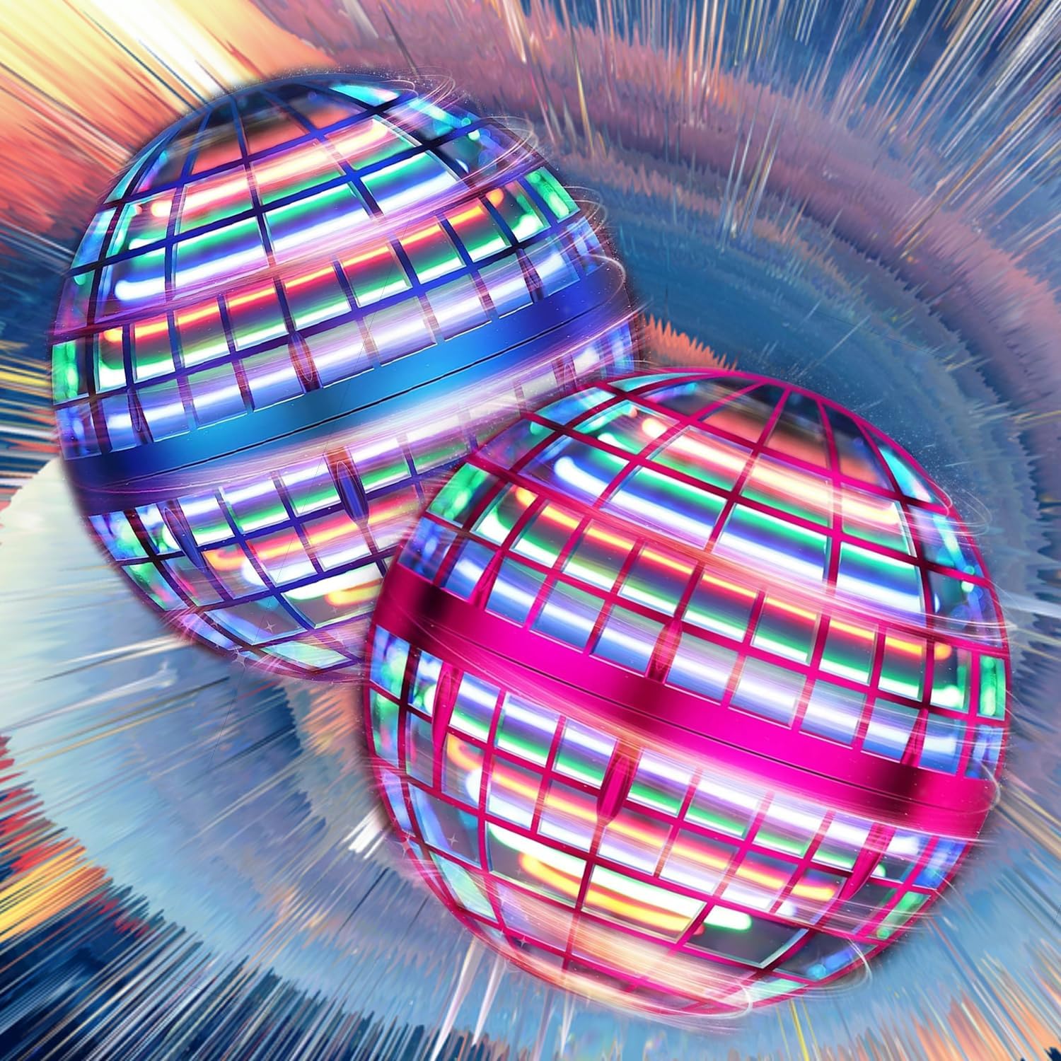 2025 upgraded flying orb ball - hover drone boomerang ball for kids & adults, fun indoor/outdoor flying experience for gifts,christmas surprises for boys and girls (blue+pink)