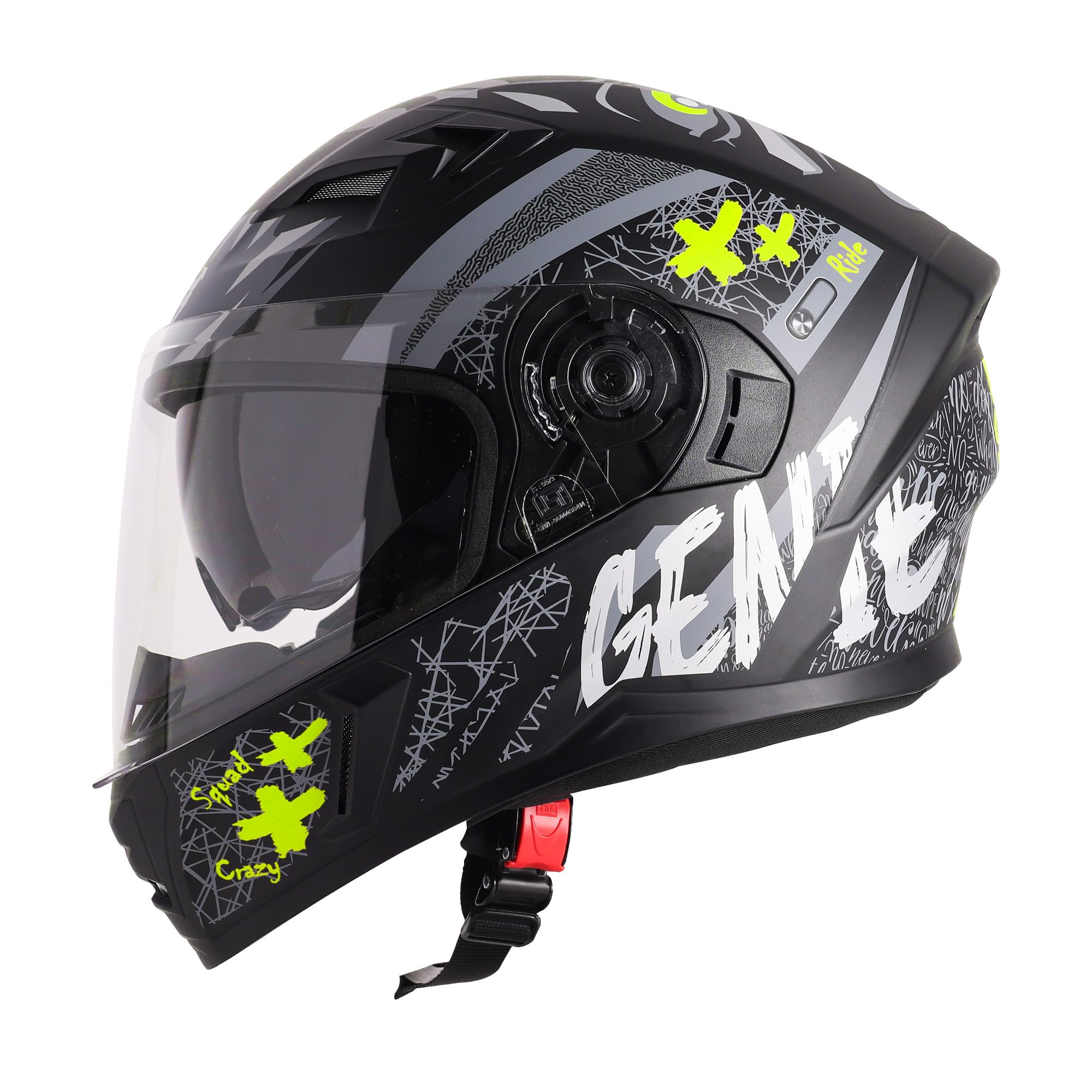 Steelbird SBA-21 Genie ISI Certified Full Face Graphic Helmet for Men and Women with Inner Smoke Sun Shield-image-36