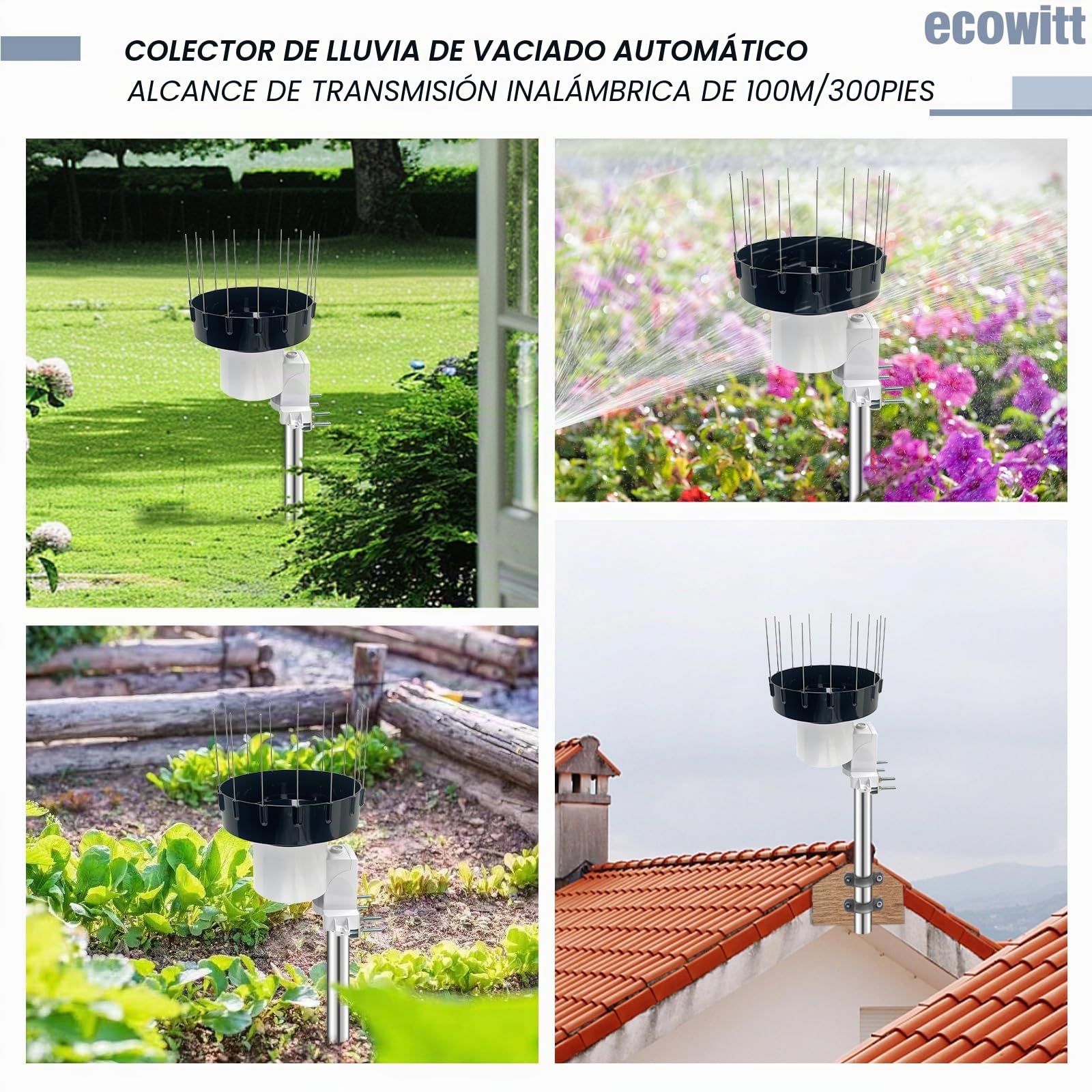 ECOWITT WS6212S Estación meteorológica doméstica, pasarela 4G y Wi-Fi WS6210S con panel solar, sensor exterior 4 en 1 WS68 + pluviómetro WH40H + medidor de temperatura y humedad WN32