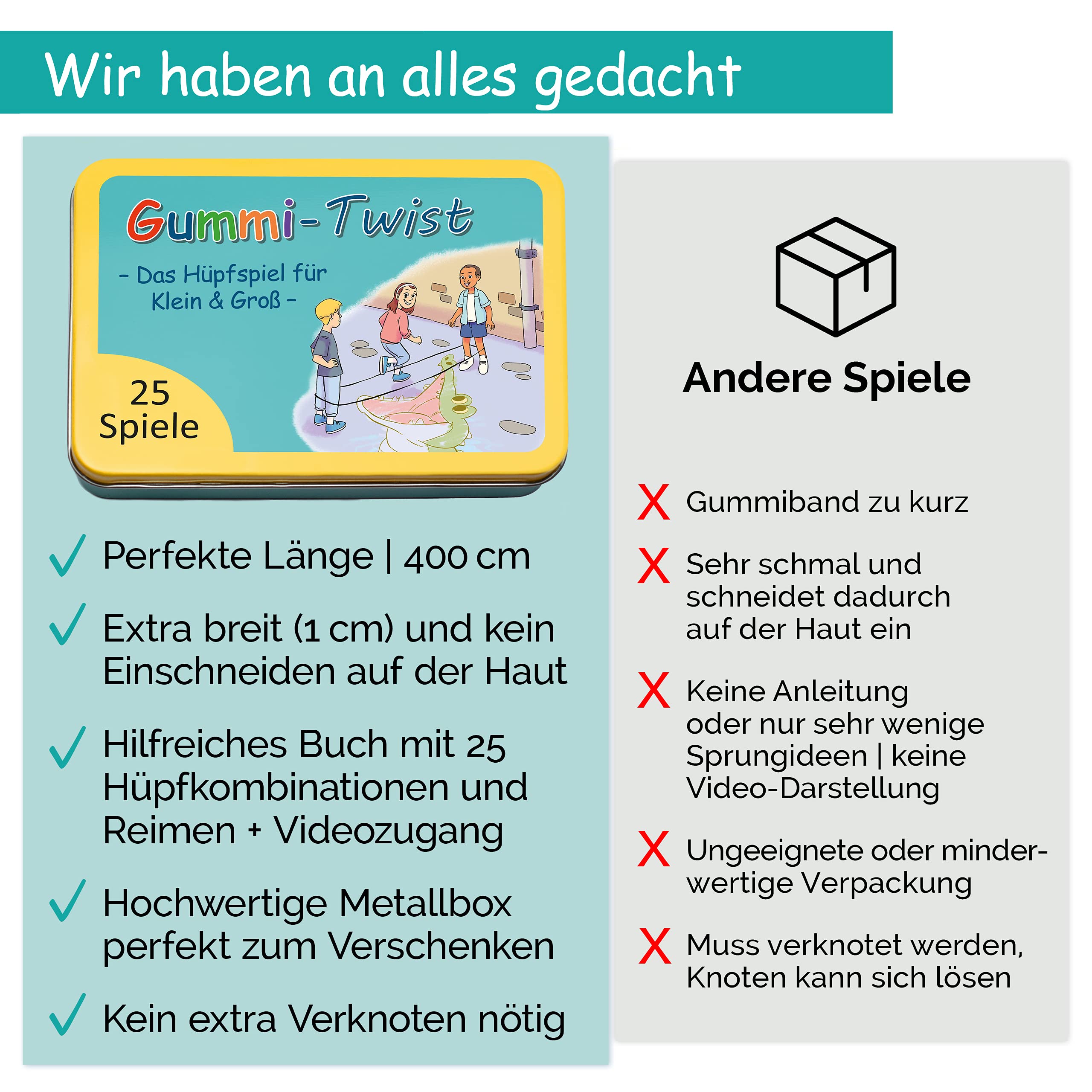 Gummitwist – Lot De 2 Rouleaux De Twister Arc-en-ciel, 6 Mètres Chacun, Pour Jeux De Saut En Intérieur Et Extérieur