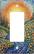Sunrise River - Placas de cubierta para interruptor de luz, colores amarillo y naranja vibrantes para decoración de la naturaleza, placas de pared termoplásticas, balancín individual de tamaño