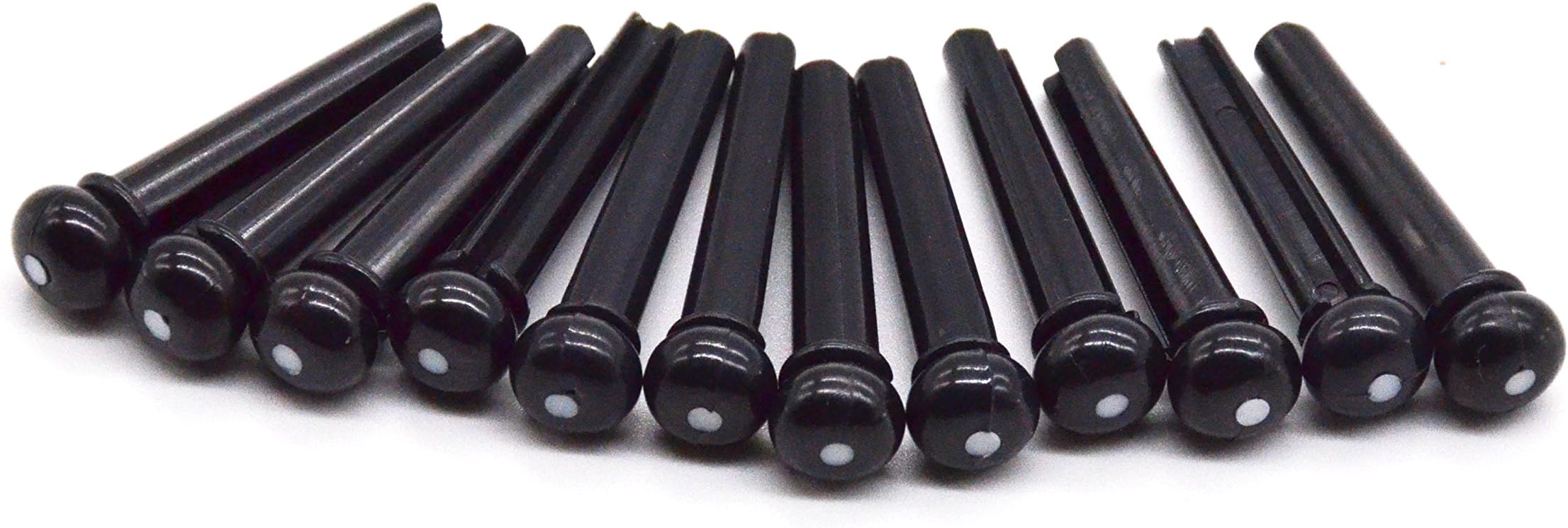 NXWVPC Bridge Pin Set，W Fashion Shop Acoustic Guitar Bridge Pin(Set of 12)(Black w/White Dot)