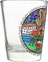 Vista 2 de Artisan Owl Vaso de chupito de recuerdo multicolor icónico de New Orleans Louisiana