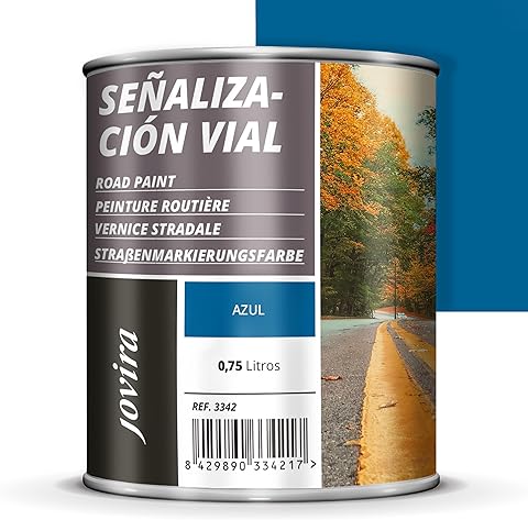 JOVIRA PINTURAS Pintura Señalización Vial. Pintura especial para la señalización del tráfico, ideal para pasos de peatones, aparcamientos, bordillos, vados (750 Mililitros, Azul)