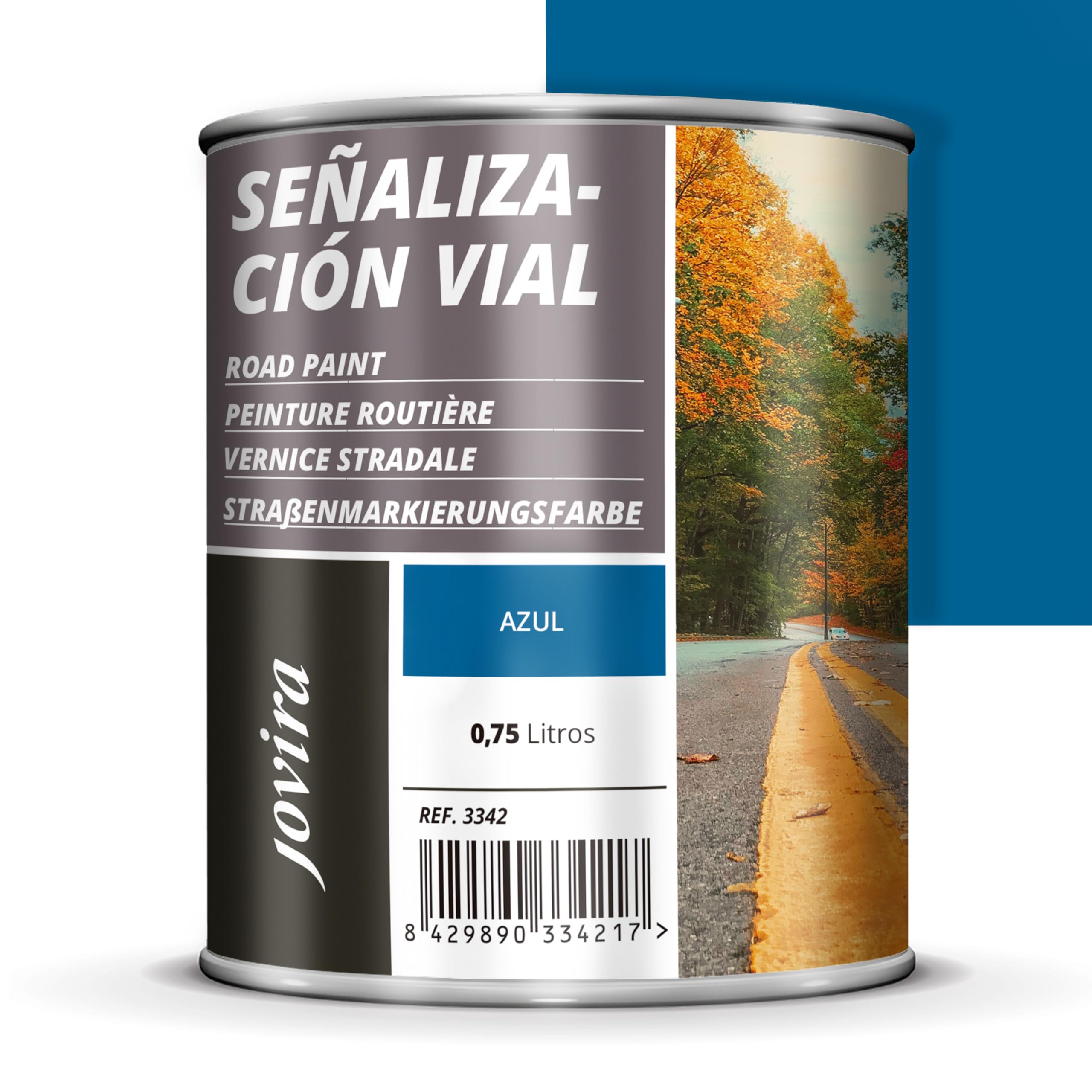 JOVIRA PINTURAS Pintura Señalización Vial. Pintura especial para la señalización del tráfico, ideal para pasos de peatones, aparcamientos, bordillos, vados (750 Mililitros, Azul)