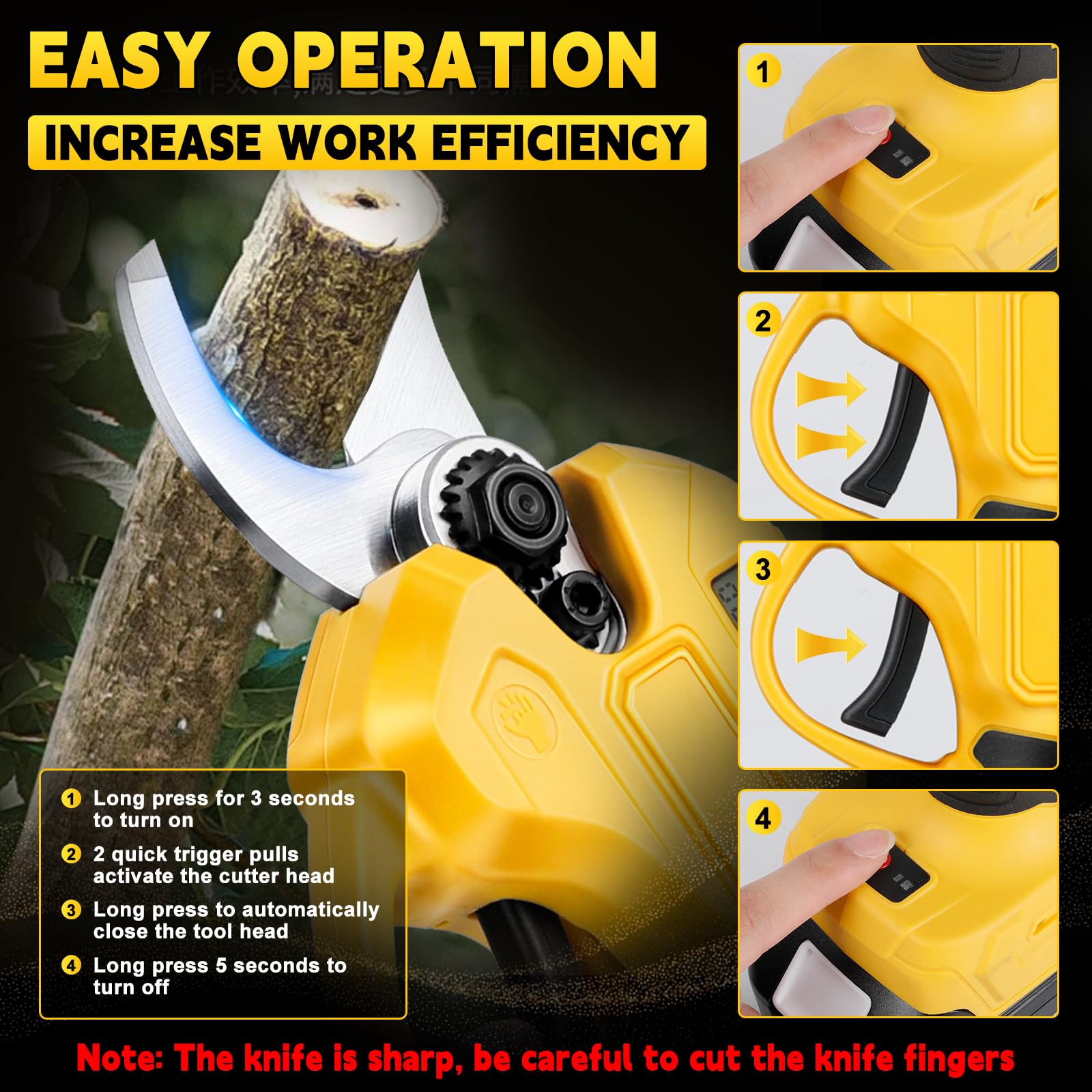Tijeras de Podar Eléctricas Compatibles con Dewalt 18V 20V sin batería | Tijeras de Poda bateria de 40 mm Tijeras de podar electrica 500W con Motor Brushless para Jardinería, Árboles Frutales