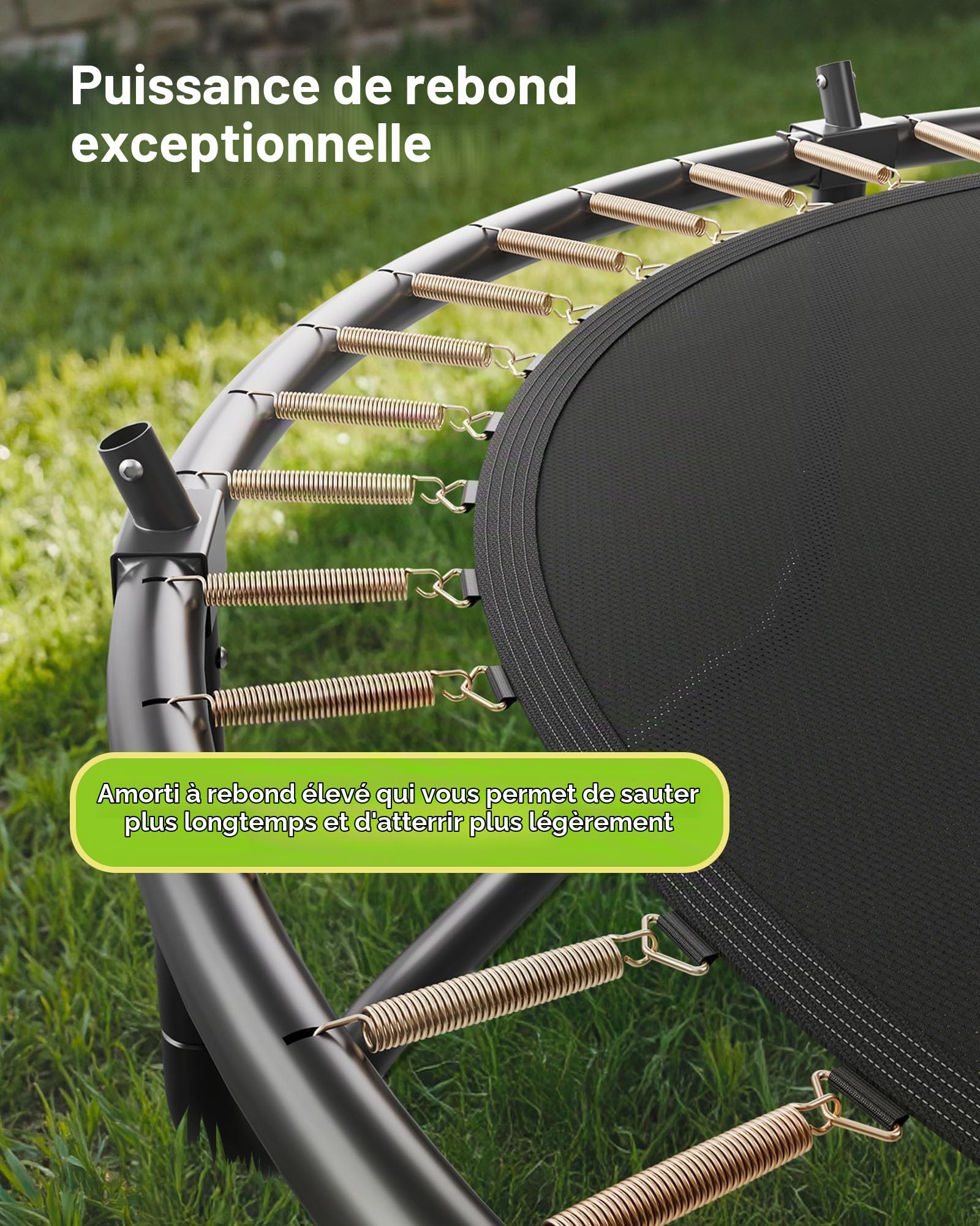 VEVOR Trampoline d'extérieur, 244 x 244 cm, Trampoline de Loisirs antirouille avec Filet de sécurité et Coussin épais, certifié ASTM, capacité de Charge maximale de 120 kg, pour Enfants et Adultes