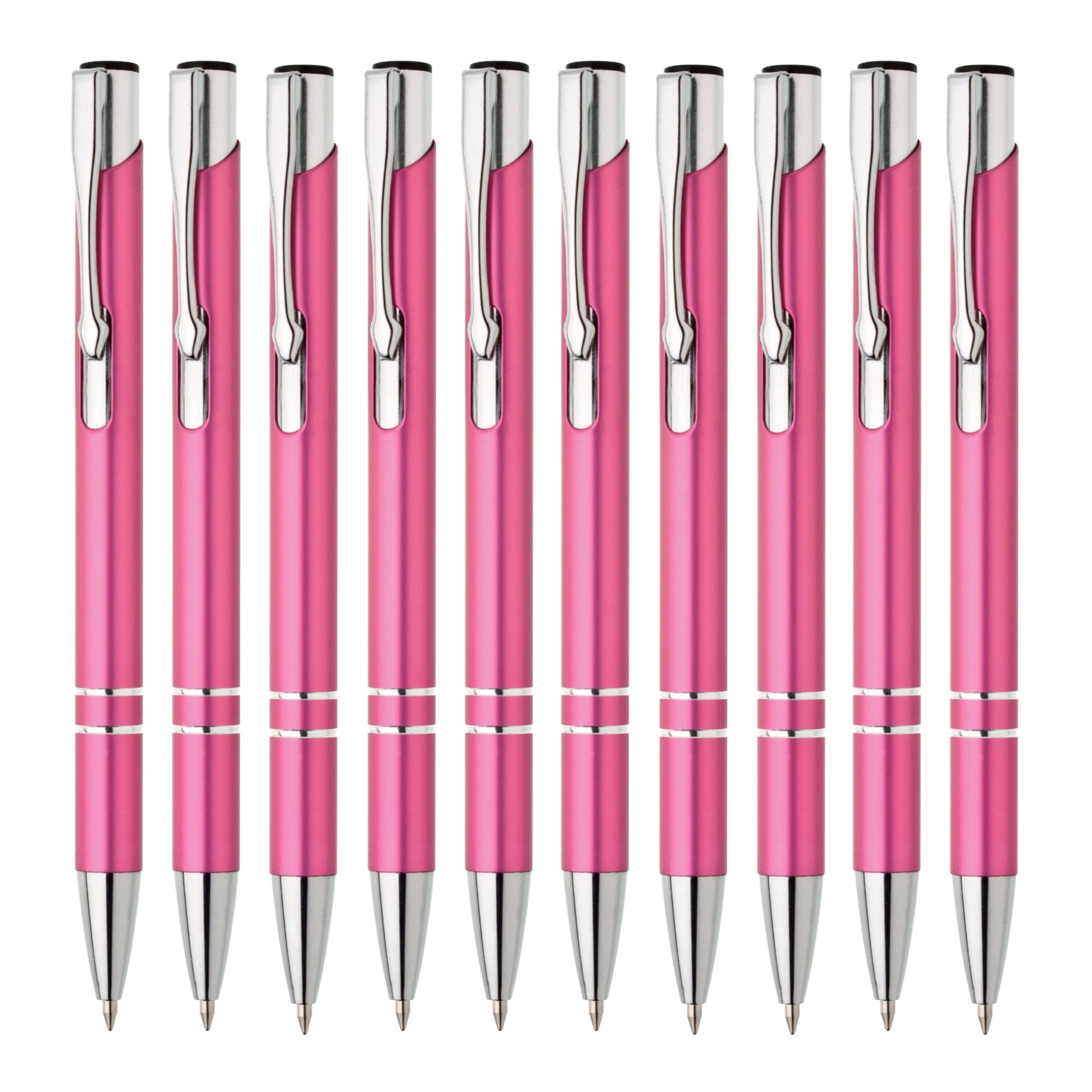 Lemina Metal Ballpoint Pen Set of 10 Blue Ink Premium Ballpoint Pens for Office School and Home (Pink)
