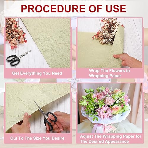 Miniatura 4 de MECCANIXITY Papel de regalo de flores, 5 rollos impermeables de papel crepé para manualidades, regalo de cumpleaños, floristería, embalaje y fiestas