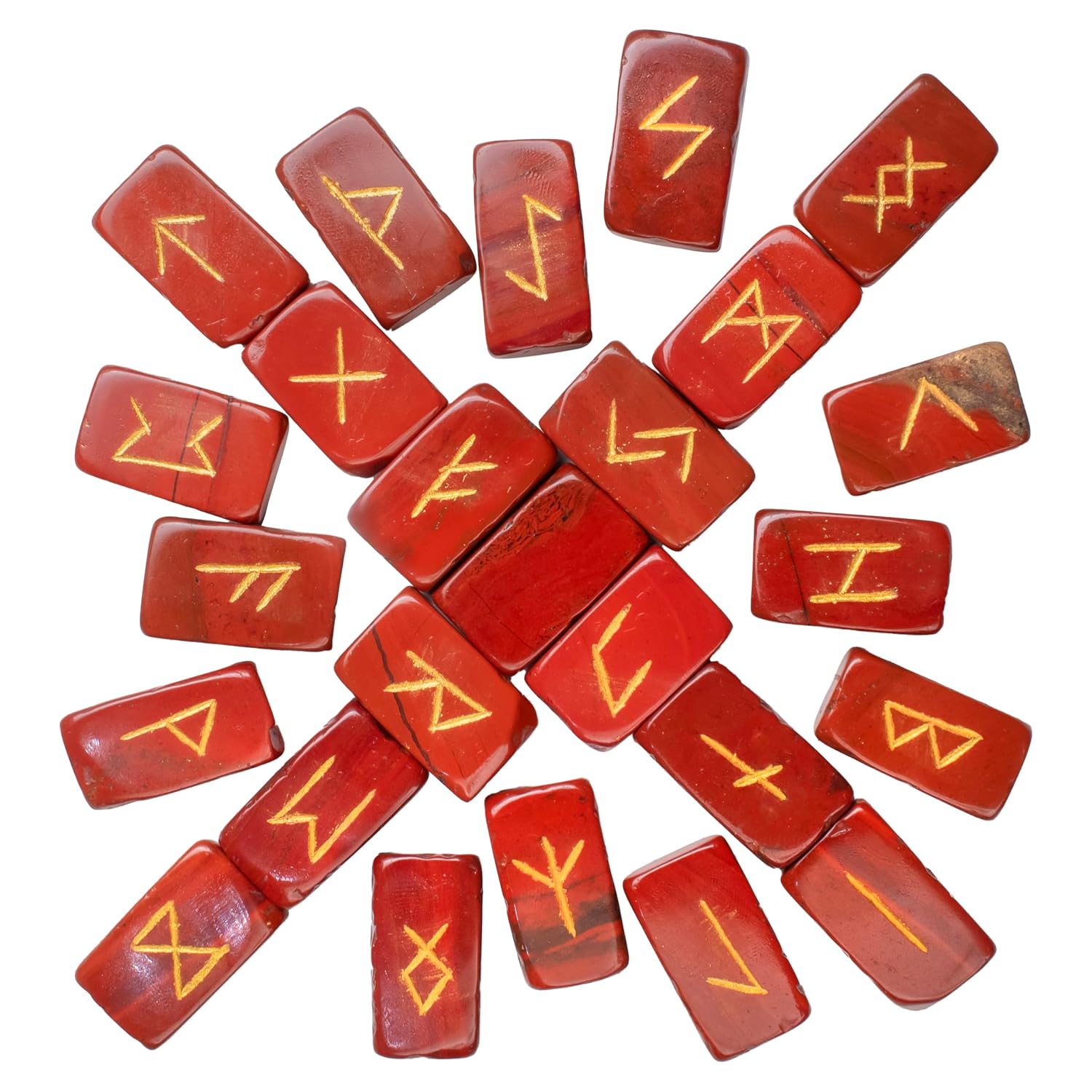 ZAICUS Red Jasper Crystal Rune Set - 25 Rectangular Gemstones Engraved with Elder Futhark Alphabet for Crystal Divination,... - Review, Price and Buying Guide