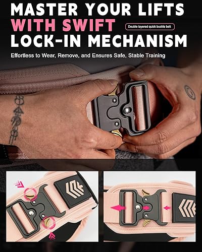 Miniatura 2 de MANUEKLEAR - Cinturones de levantamiento de pesas para hombres y mujeres, cinturón de peso de gimnasio con mosquetón de bloqueo rápido, cinturón de