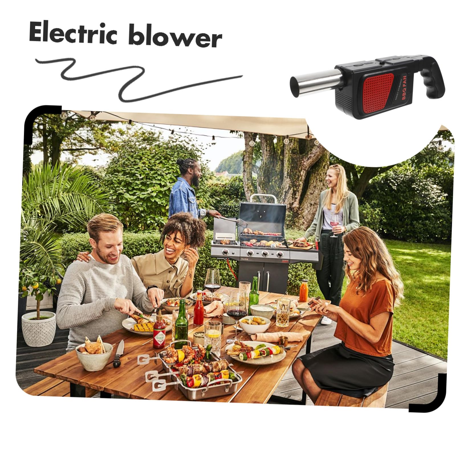 iplusmile Soffiatore Elettrico per Barbecue Esterno, 2 Pezzi, 4 Aa